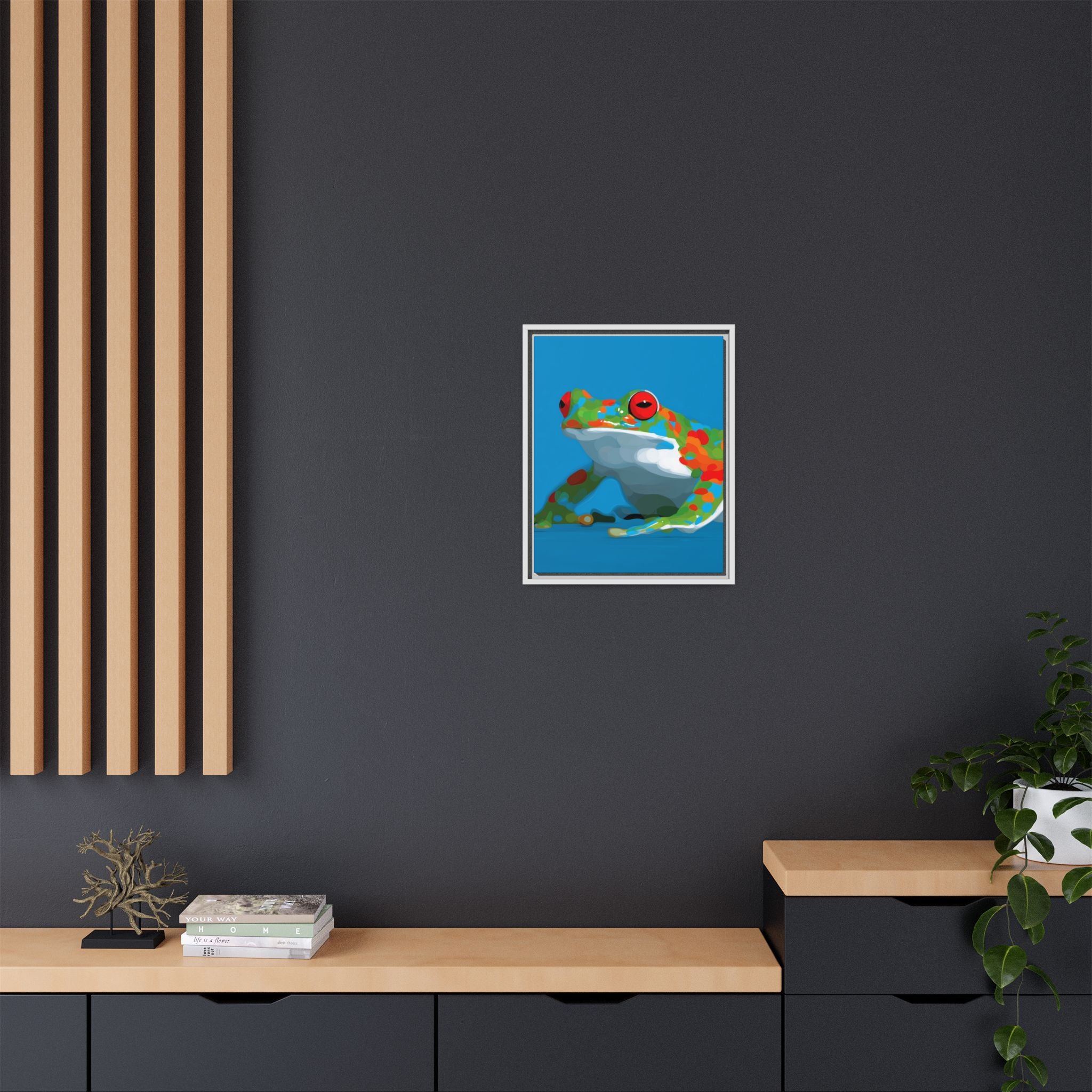 Chromatic Amphibian Framed Print : Mosaic Frog Vector Art, Modern Wildlife Illustration   |  Personalized & Custom Orders Available