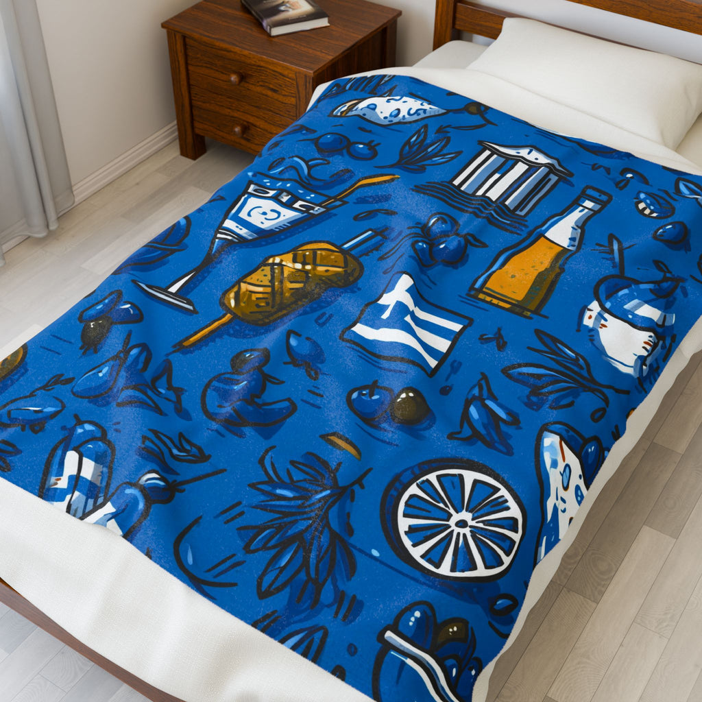 Greek Cultural Symphony Quilt Doona Duvet Cover : Aegean Blue Celebration, Mediterranean Graphic Design Mosaic   |   Custom Orders Accepted