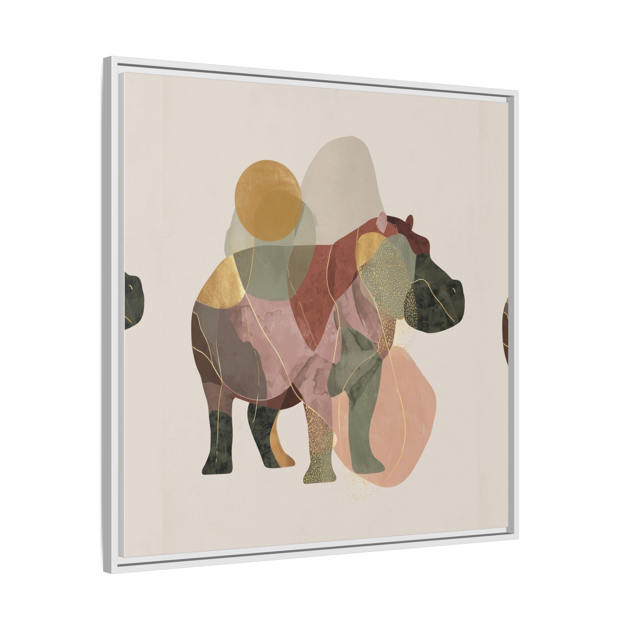 Geometric Hippo: Abstract Animal Art, Modern Watercolor Shapes   |  Personalized & Custom Orders Available