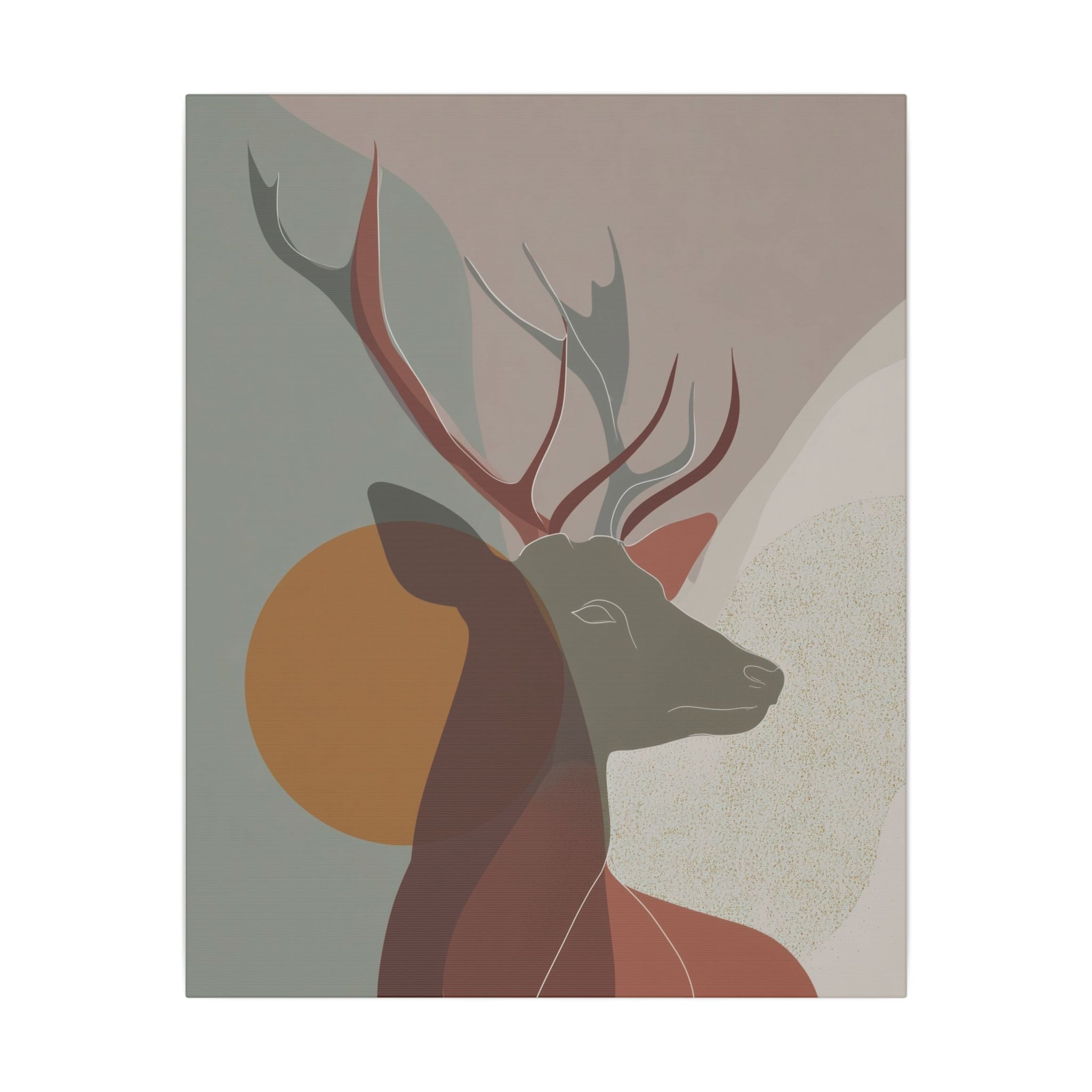 Majestic Deer in Abstraction: Minimalist Geometric Design, Earthy Tones, Mid-Century Modern Art   |  Personalized & Custom Orders Available