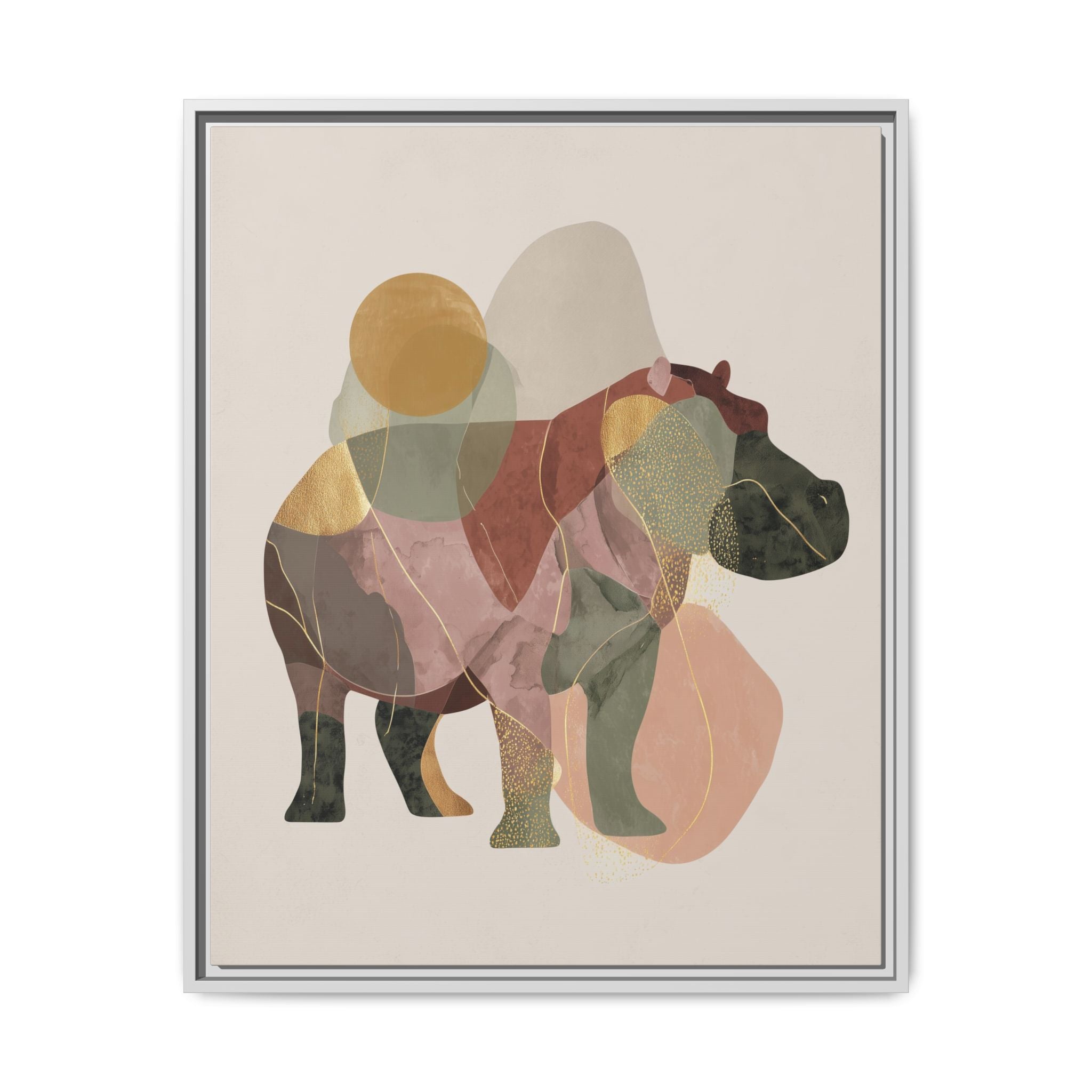 Fragmented Hippopotamus: Geometric Abstract Art, Minimalist Animal Portrait   |  Personalized & Custom Orders Available