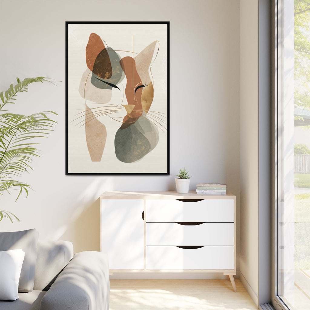 Feline Geometry: Abstract Cat Portrait, Minimalist Earth Tones   |  Personalized & Custom Orders Available