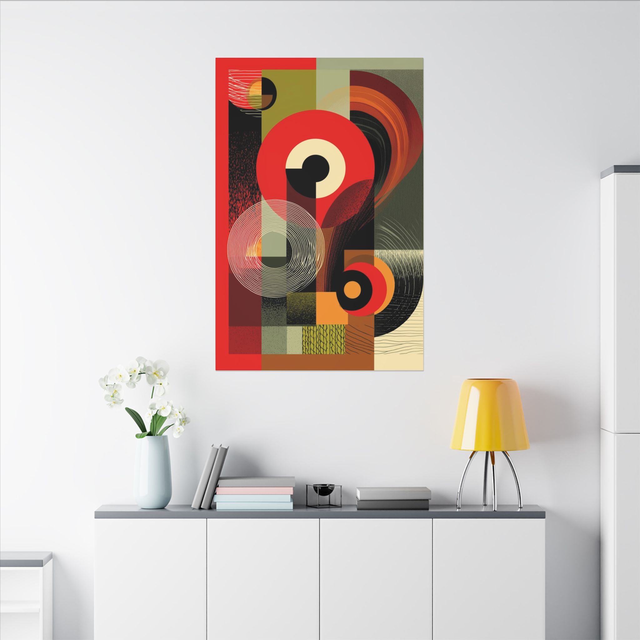 Geometric Convergence: Mid-Century Modern Abstract, Constructivist Design Principles, Bold Chromatic Composition   |   Custom Orders