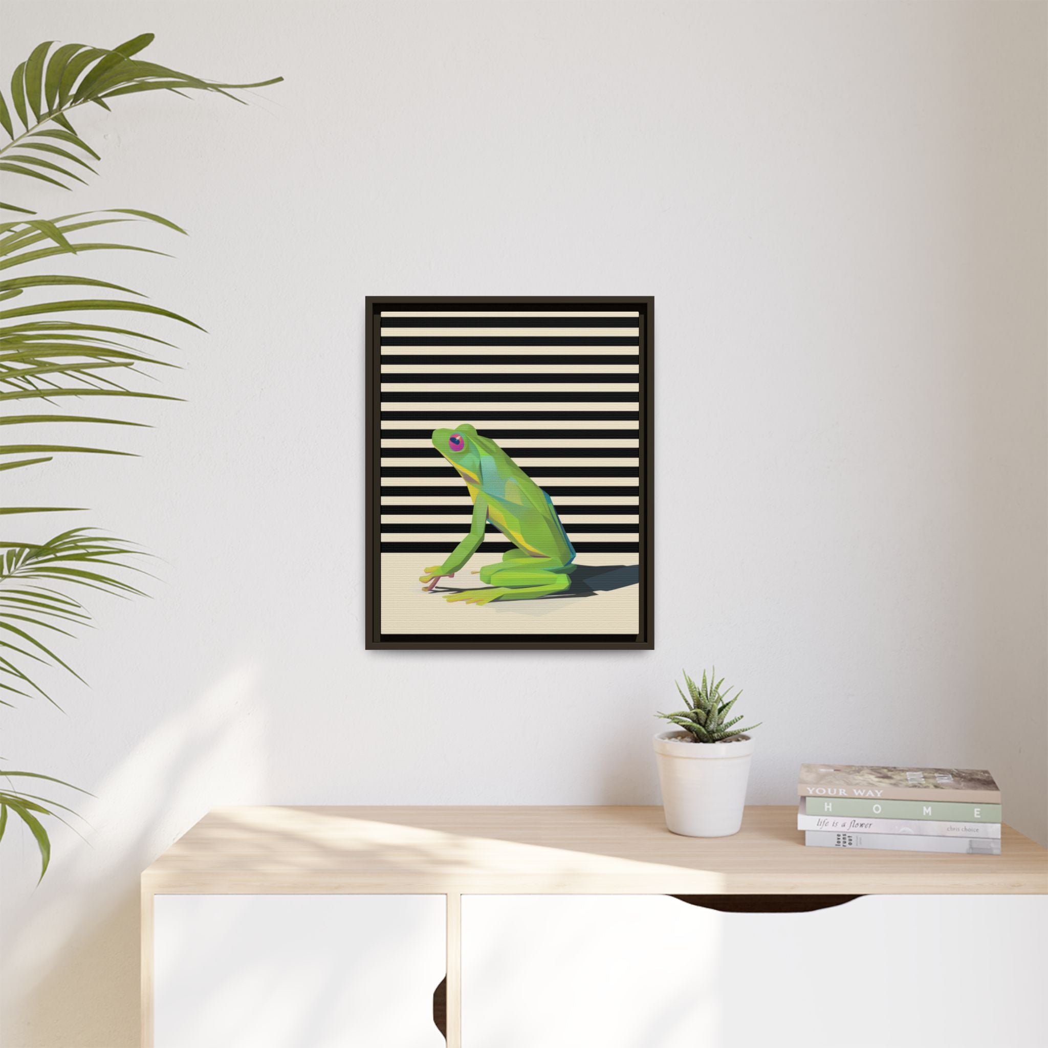 Stylized Frog Portrait Framed Print , Minimalist Pop Art Design   |  Personalized & Custom Orders Available