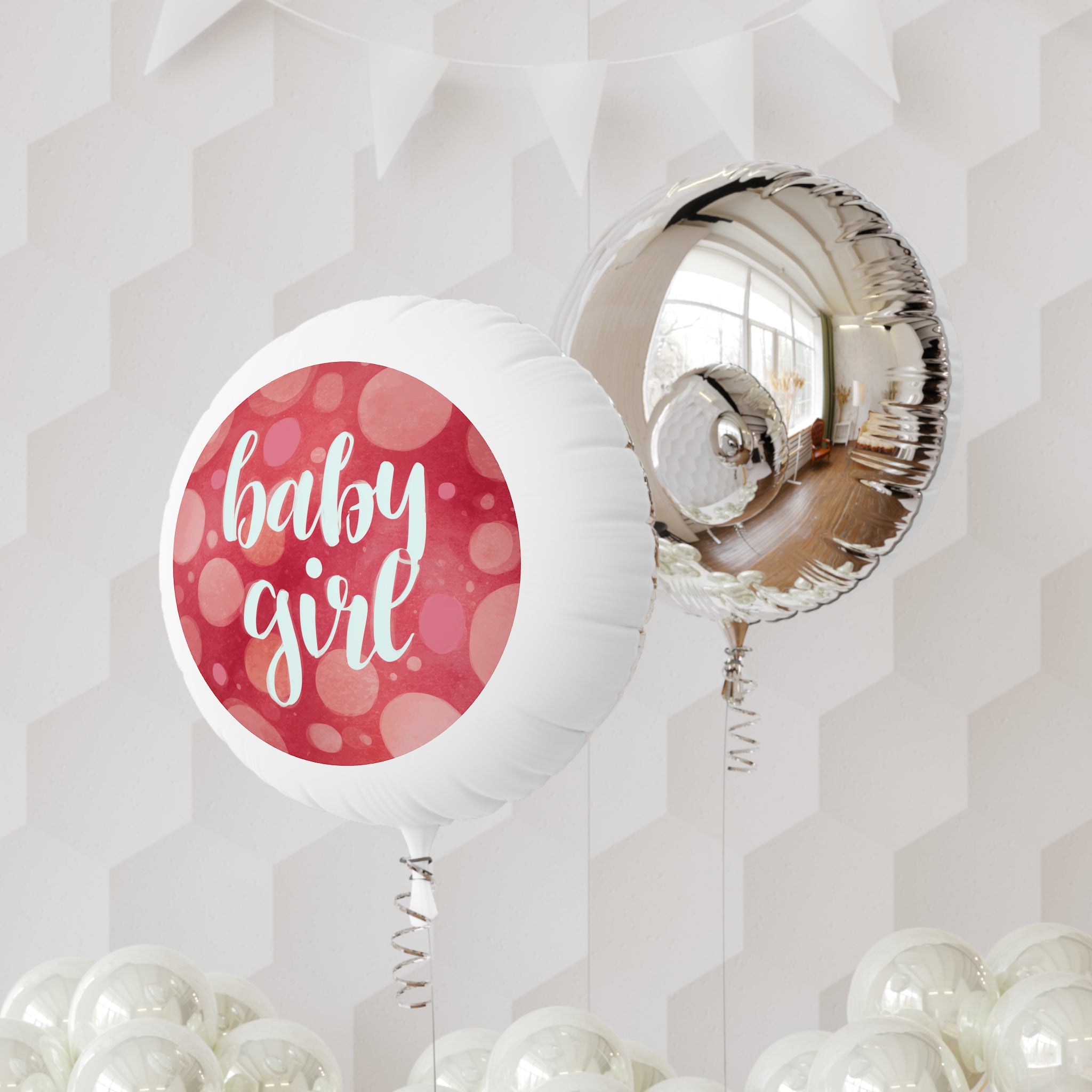 Baby Girl Mylar Balloon – Pink Polka Dot Gender Reveal or Newborn Celebration