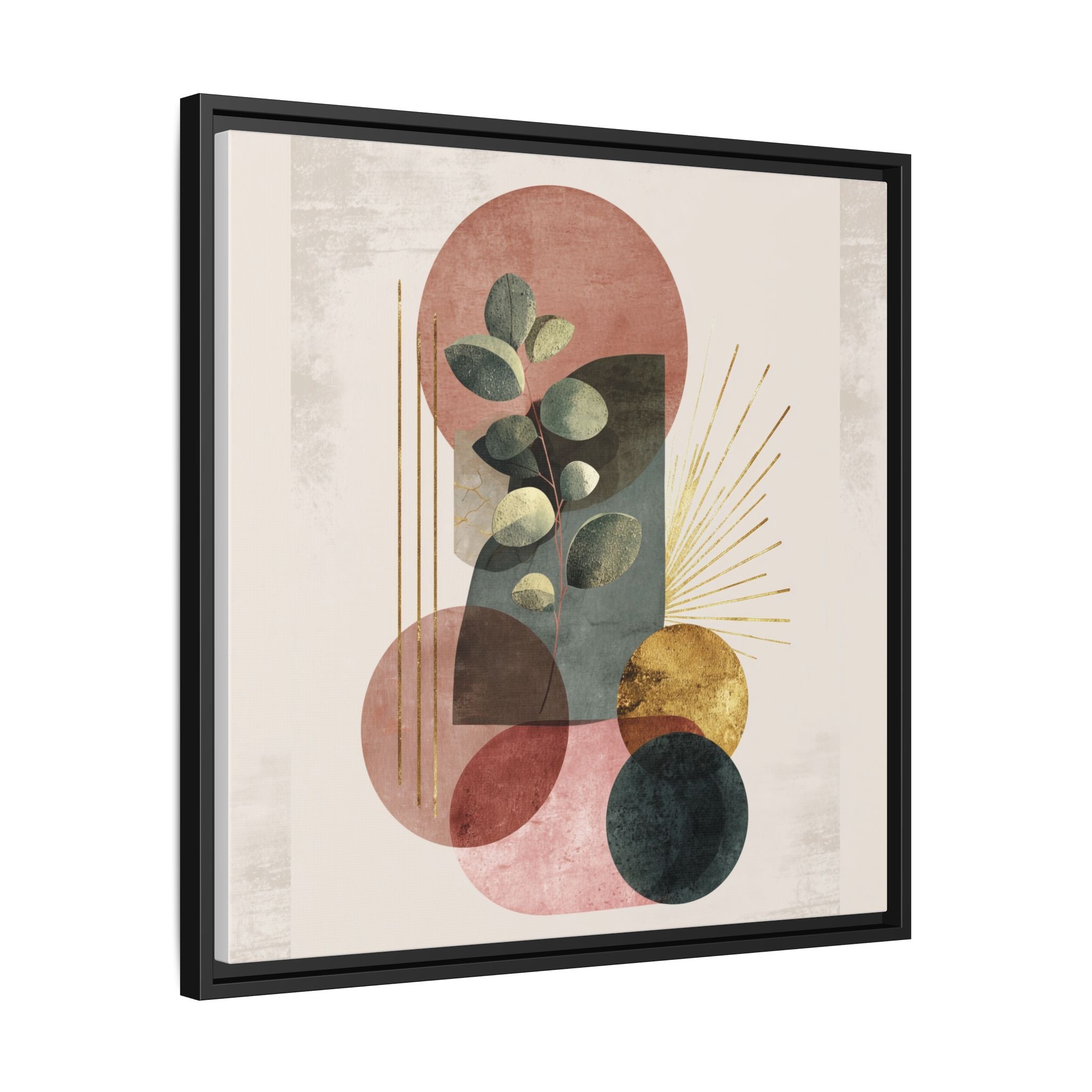 Botanical Geometric Symphony: Eucalyptus Harmony, Metallic Intersections, Modern Earth Tones   |   Custom Orders Accepted