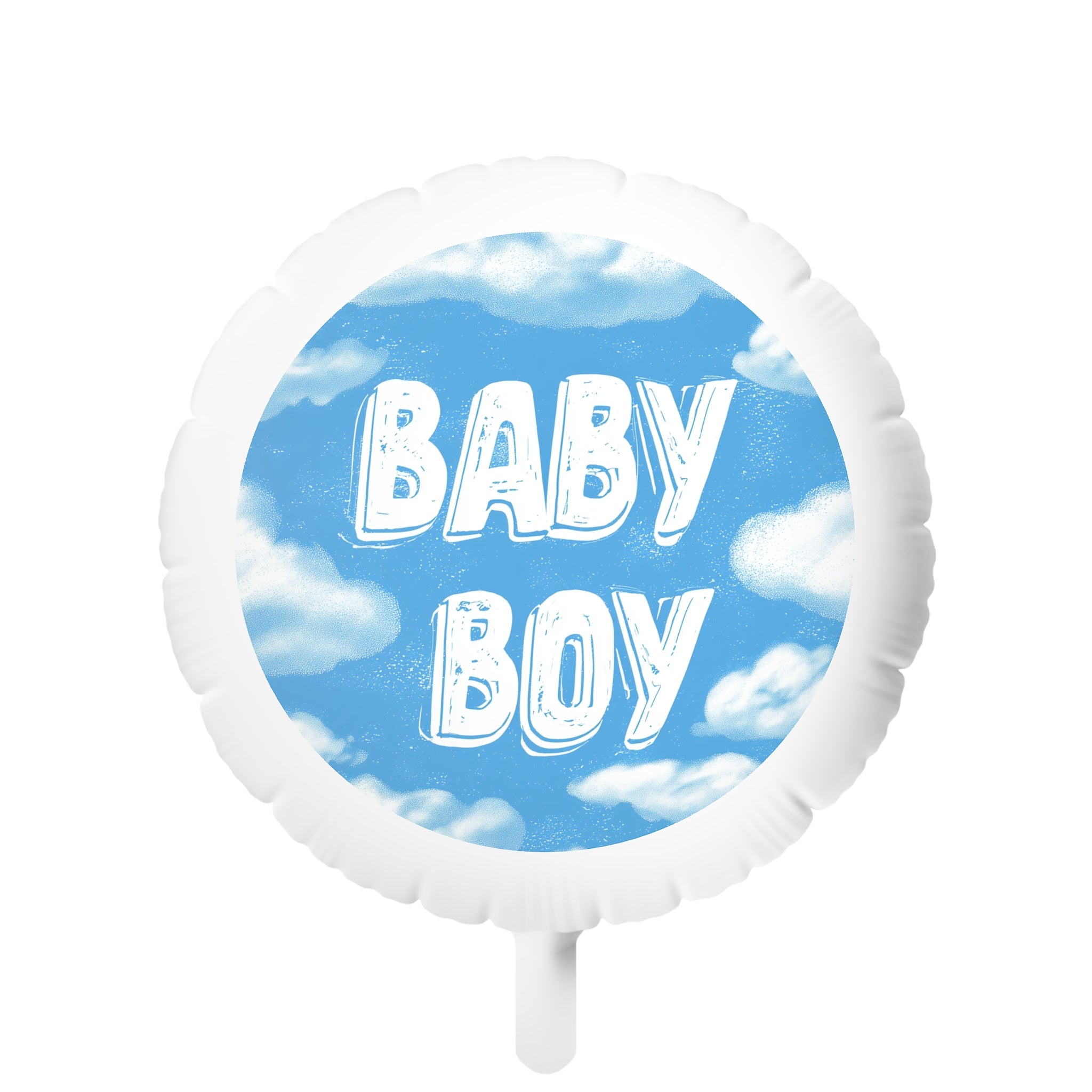 Baby Boy Mylar Helium Balloon — Blue Clouds Gender Reveal or Newborn Celebration