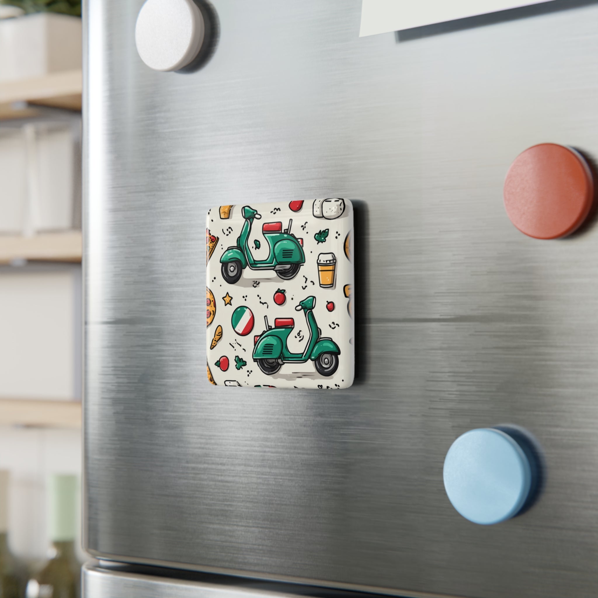 Italian Scooter Magnet, Cute Kitchen Decor, Fun Gift for Food Lovers, Travel Souvenir, Retro Style Fridge Magnet