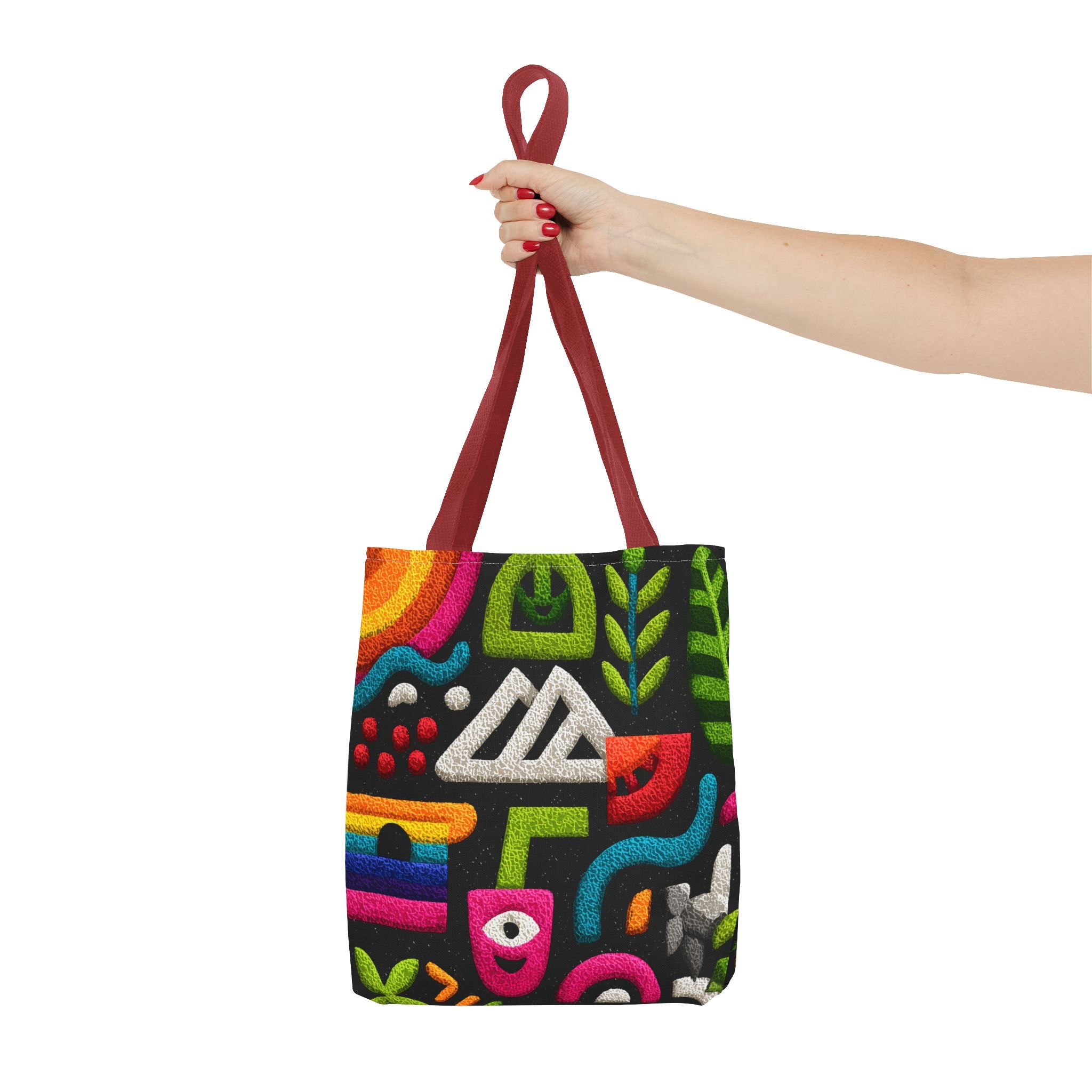 Colorful AOP Tote Bag, Vibrant Art Tote, Eco-Friendly Shopping Bag, Trendy Beach Bag, Unique Gift for Art Lovers