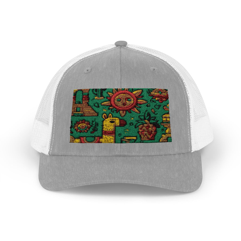 Colorful Peruvian Themed Snapback Trucker Cap - Fun Outdoor Hat, Gift for Animal Lovers, Summer Style, Festival Accessory, Unique Headwear