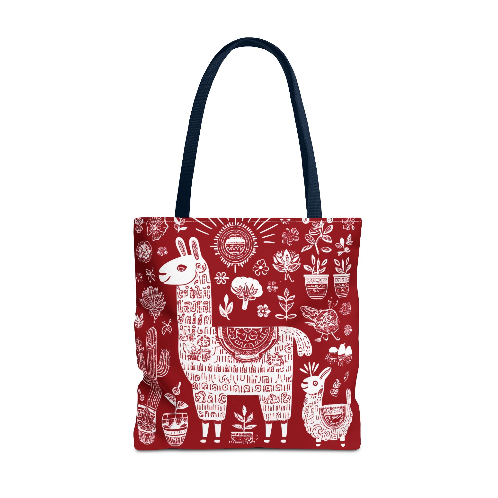 Llama Love Tote Bag, Colorful Alpaca Shopper, Boho Market Tote, Eco-Friendly Gift, Perfect for Festivals, Red AOP Design