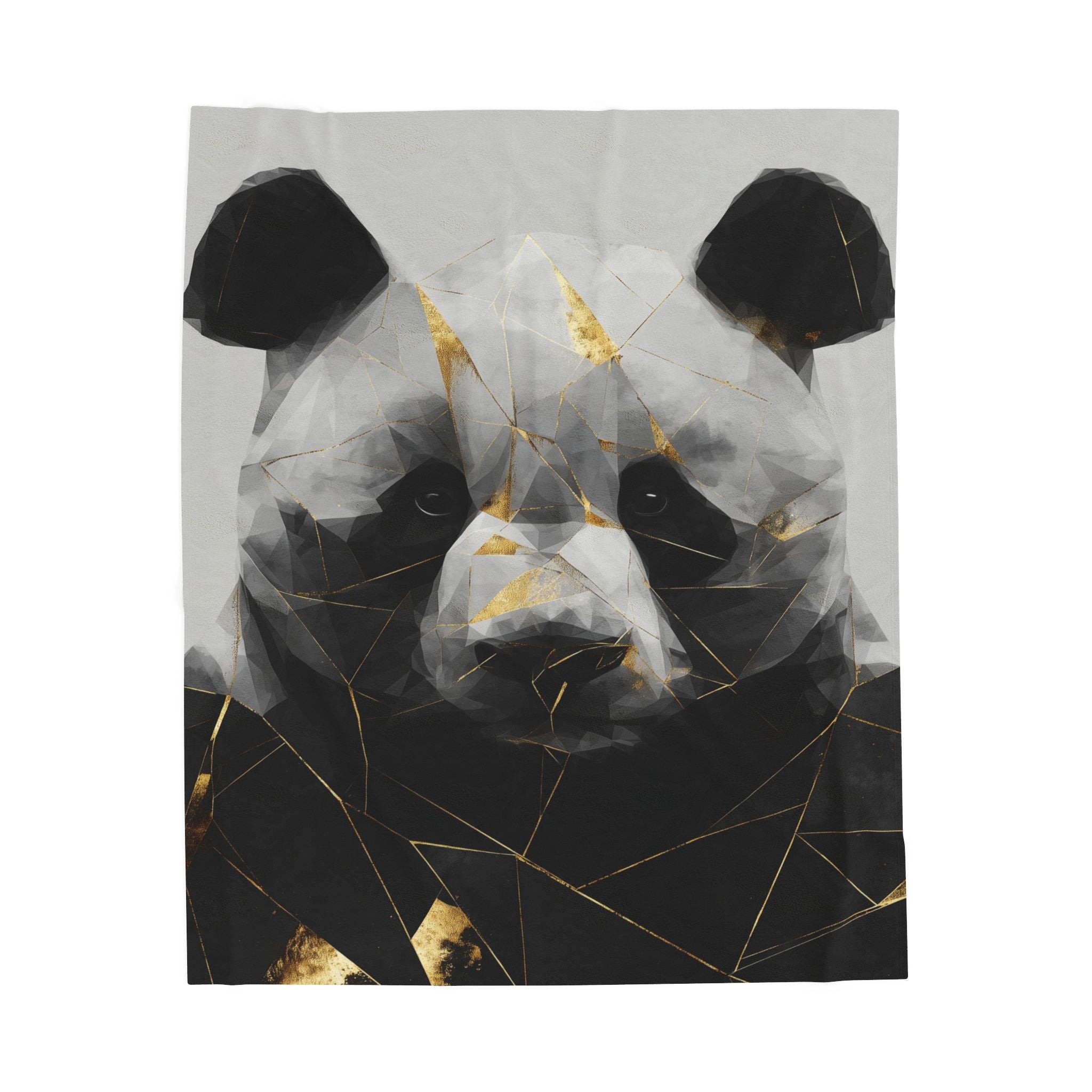 Fractured Panda Blanket: Geometric Digital Art, Polygonal Wildlife, Modern Metallic Rendering   |  Personalized & Custom Orders Available