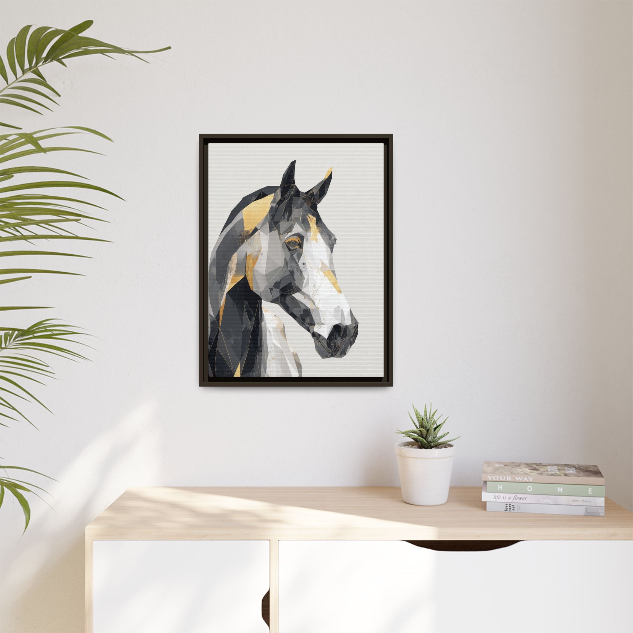 Geometric Equine Framed Print : Polygonal Horse Portrait, Modern Abstract Geometric Art   |  Personalized & Custom Orders Available