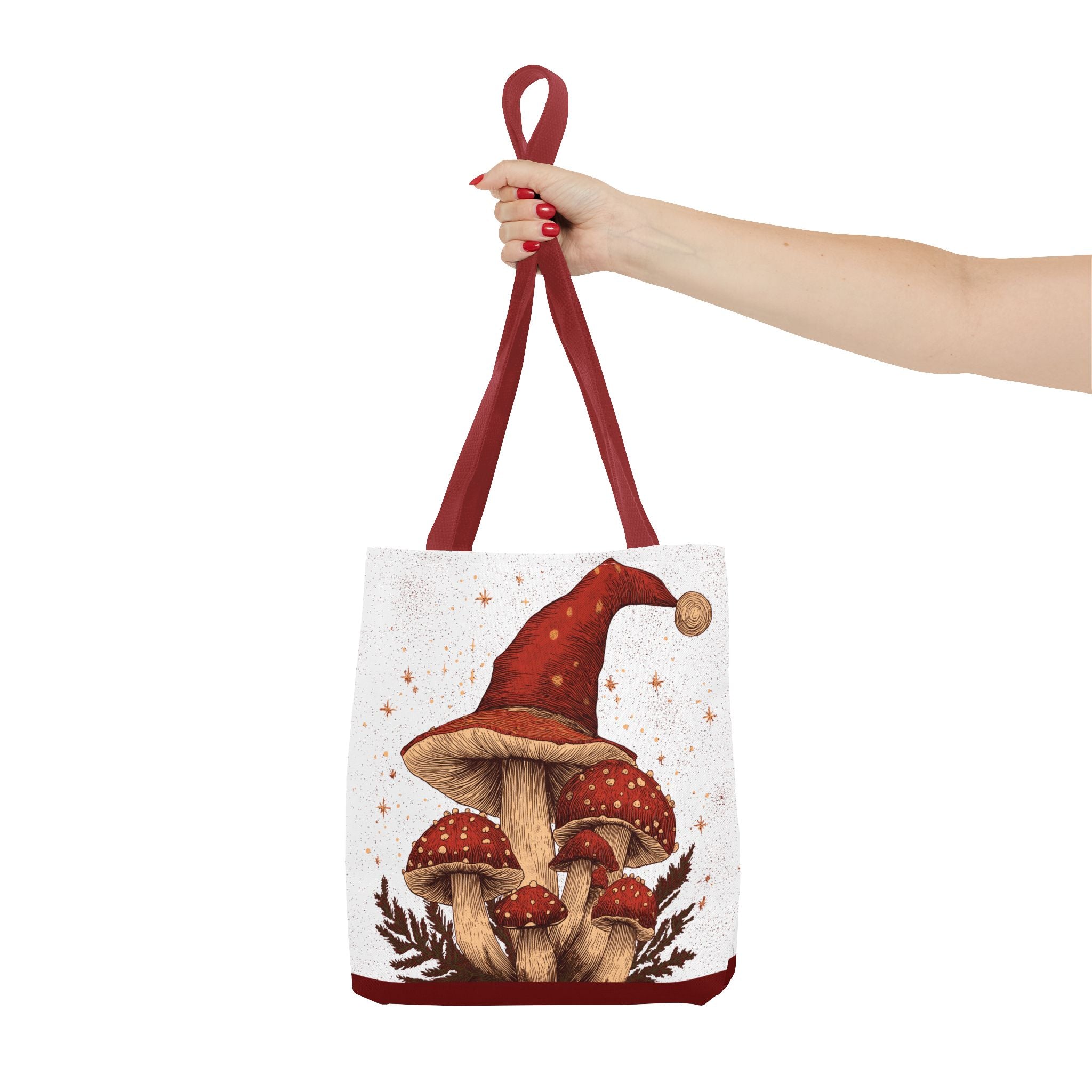Whimsical Mushroom Christmas Tote Bag, Holiday Gift Bag, Eco-Friendly Shopping Tote, Fun Seasonal Accessory, Mushroom Art