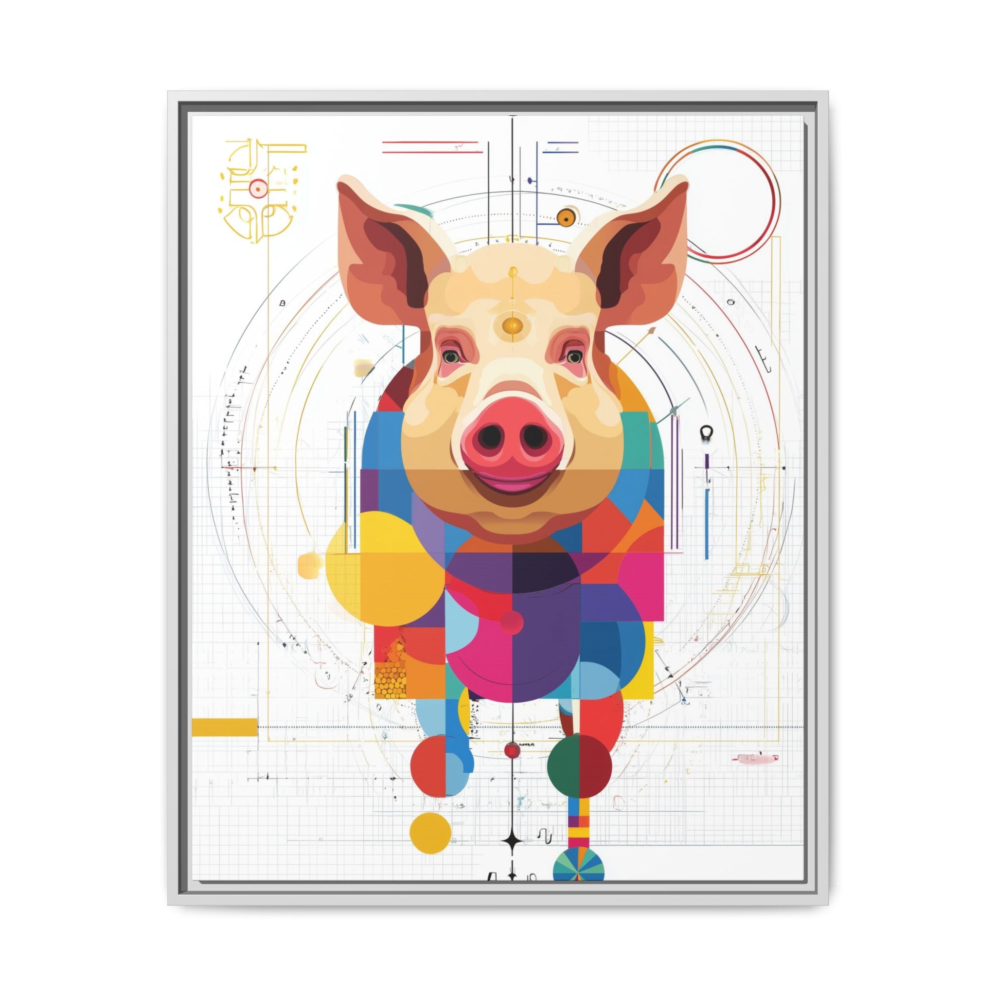 Geometric Pig: Digital Cubist Portrait, Mathematical Animal Abstraction   |    Custom Orders Available