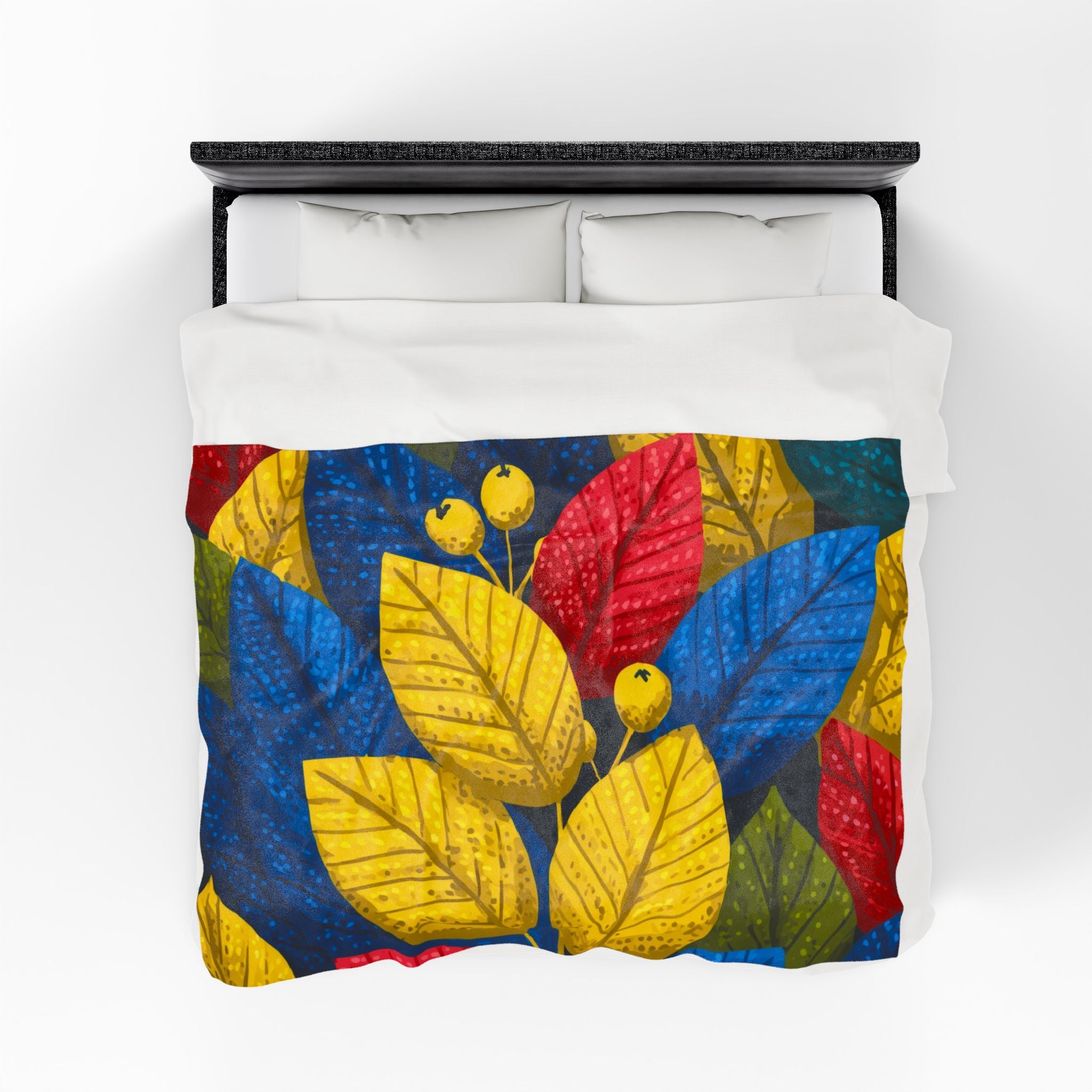 Foliage Fusion Quilt Doona Duvet Cover : Botanical Graphic Design, Vibrant Leaf Composition   |   Custom Orders Accepted