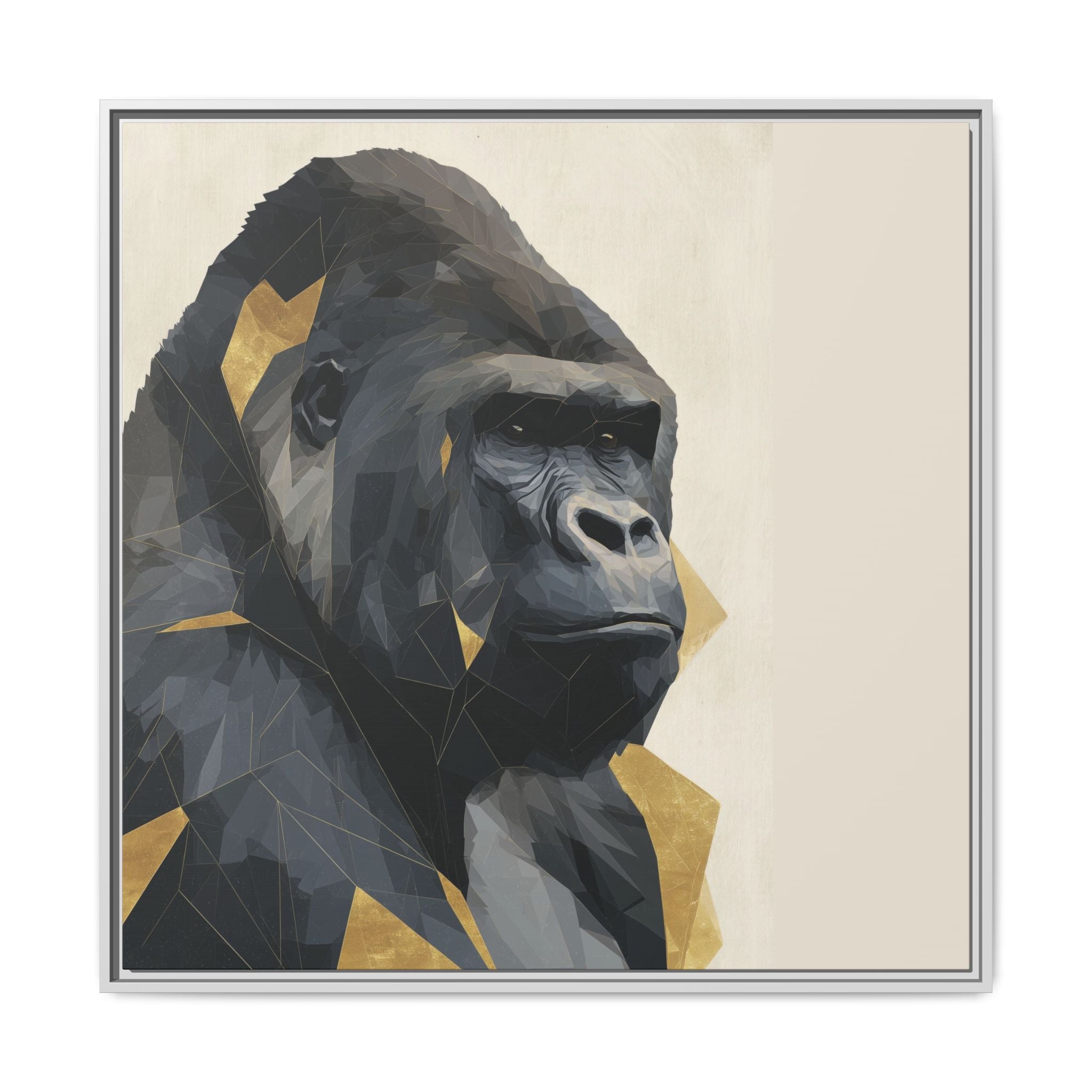 Primal Geometry: Polygonal Gorilla Portrait, Modern Metallic Wildlife Art   |  Personalized & Custom Orders Available