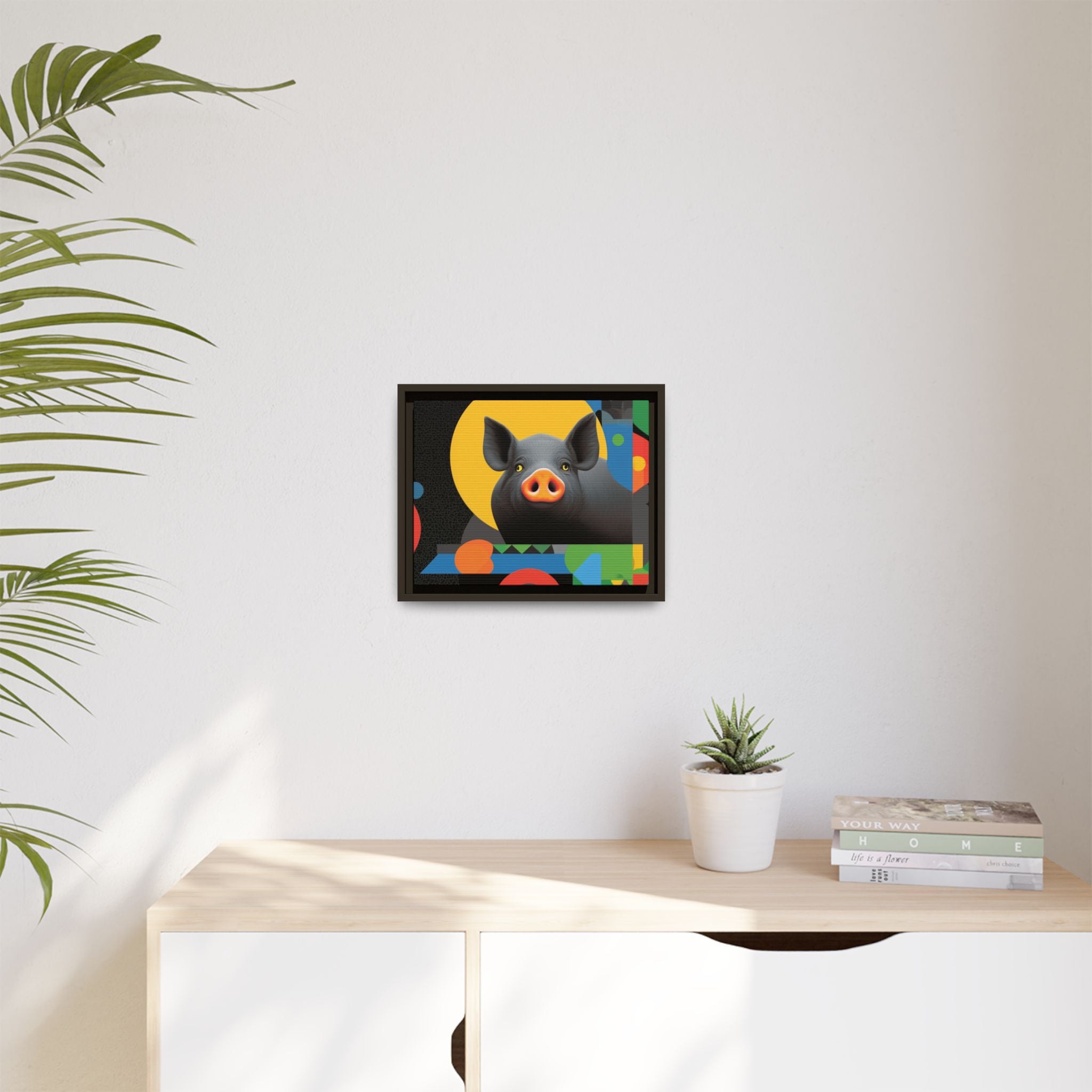 Geometric Pig Poster: Abstract Graphic Design, Colorful Modernist Composition   |    Custom Orders Available