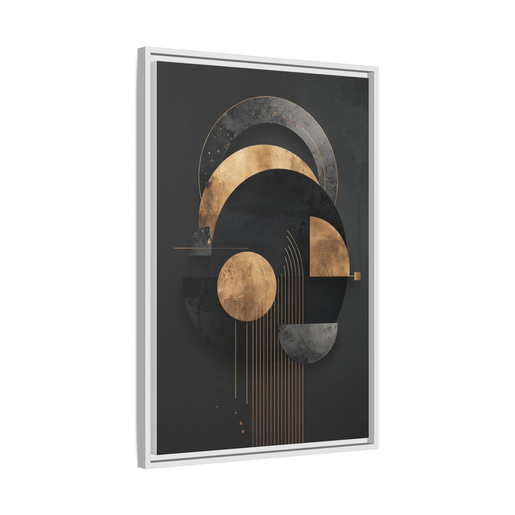 Geometric Resonance: Abstract Gold and Black Design, Minimalist Architectural Art, Modern Metallic Composition   |   Custom Orders Accepted