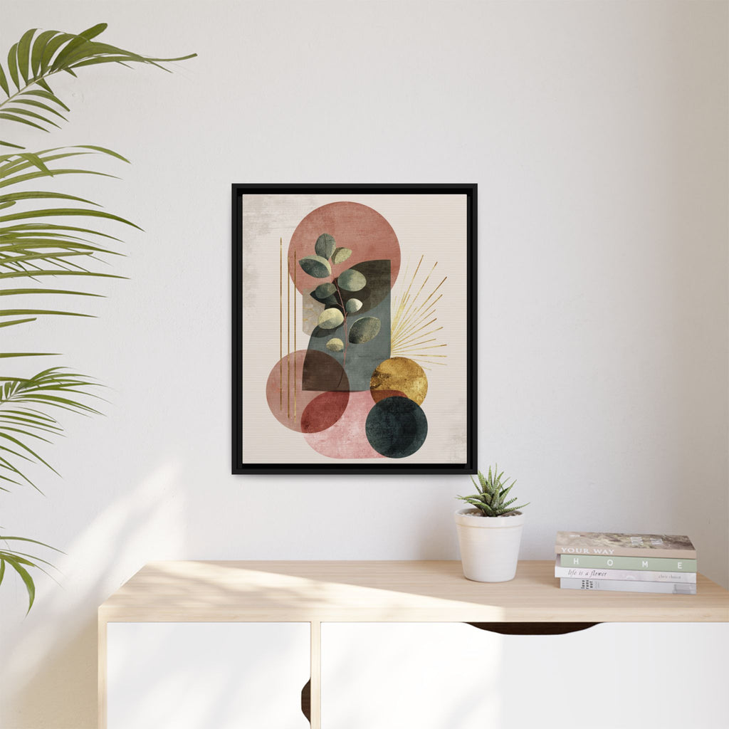 Botanical Geometric Symphony: Eucalyptus Harmony, Metallic Intersections, Modern Earth Tones   |   Custom Orders Accepted