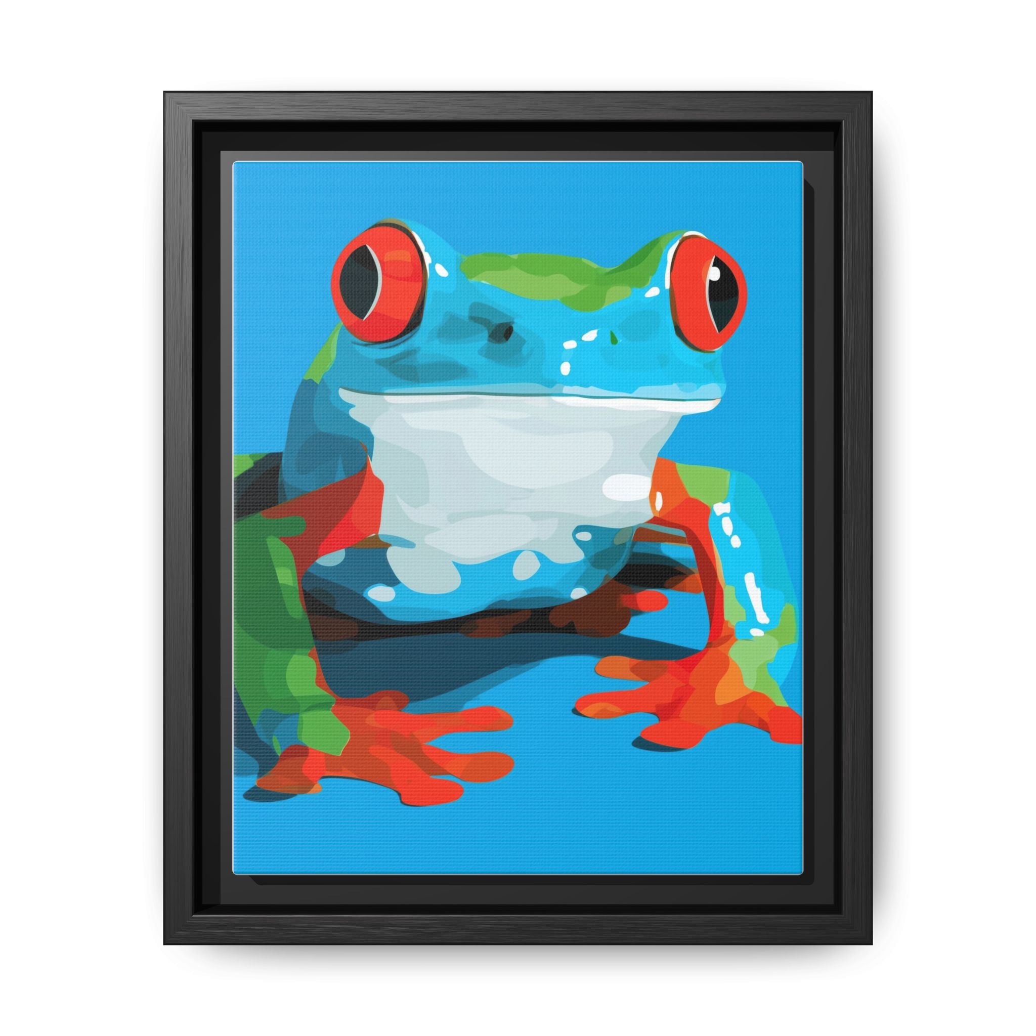 Red-Eyed Green Tree Frog Framed Print : Graphic Design, Pop Art Amphibian Portrait   |  Personalized & Custom Orders Available