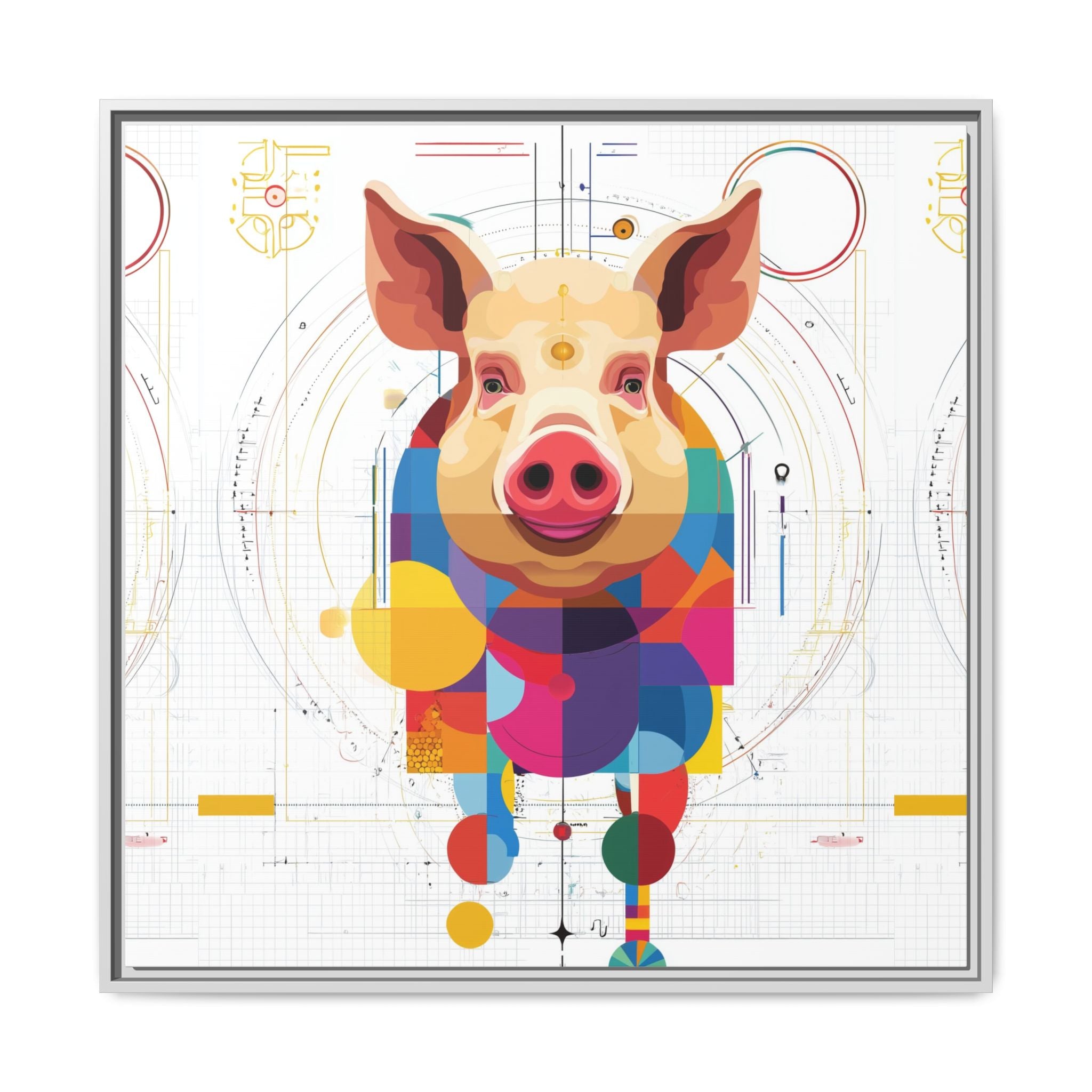 Geometric Pig: Digital Cubist Portrait, Mathematical Animal Abstraction   |    Custom Orders Available