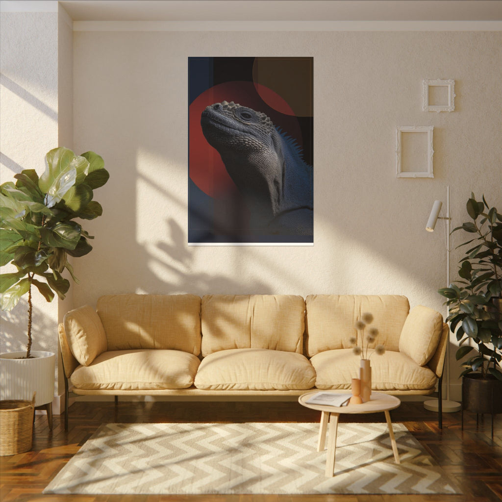 Marine Iguana Canvas: Reptilian Portrait, Digital Naturalism   |    Custom Orders Available
