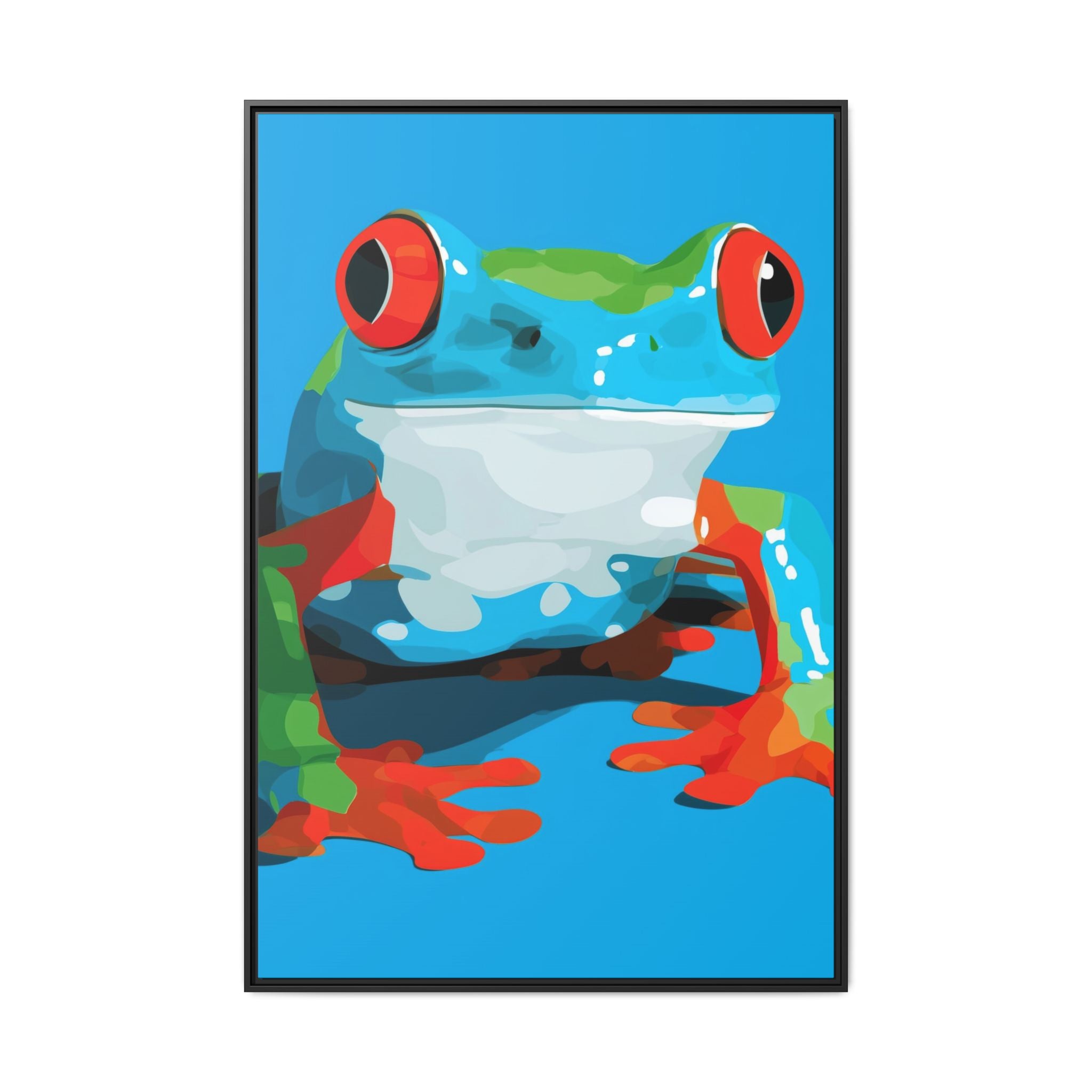 Red-Eyed Green Tree Frog Framed Print : Graphic Design, Pop Art Amphibian Portrait   |  Personalized & Custom Orders Available