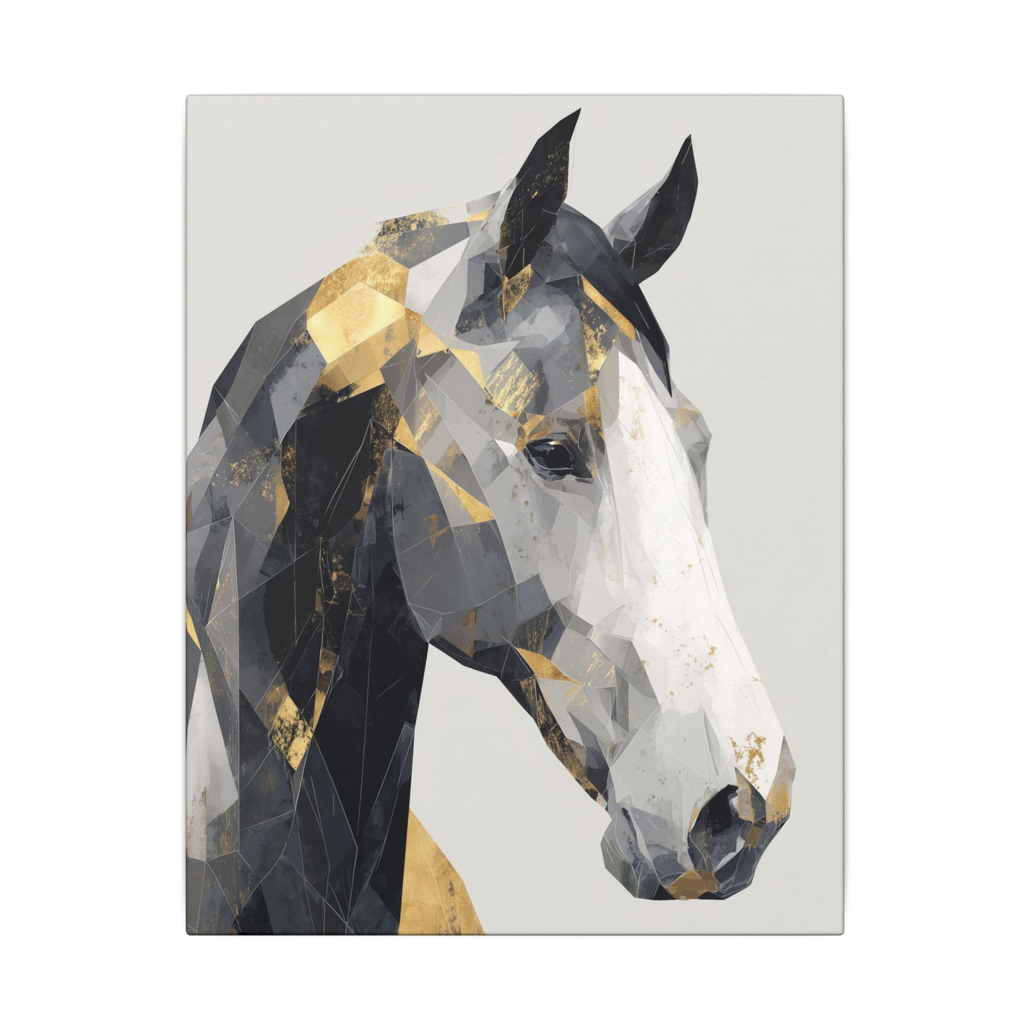 Fractal Equine: Geometric Horse Portrait, Digital Mosaic Artwork, Metallic Angular Design   |  Personalized & Custom Orders Available