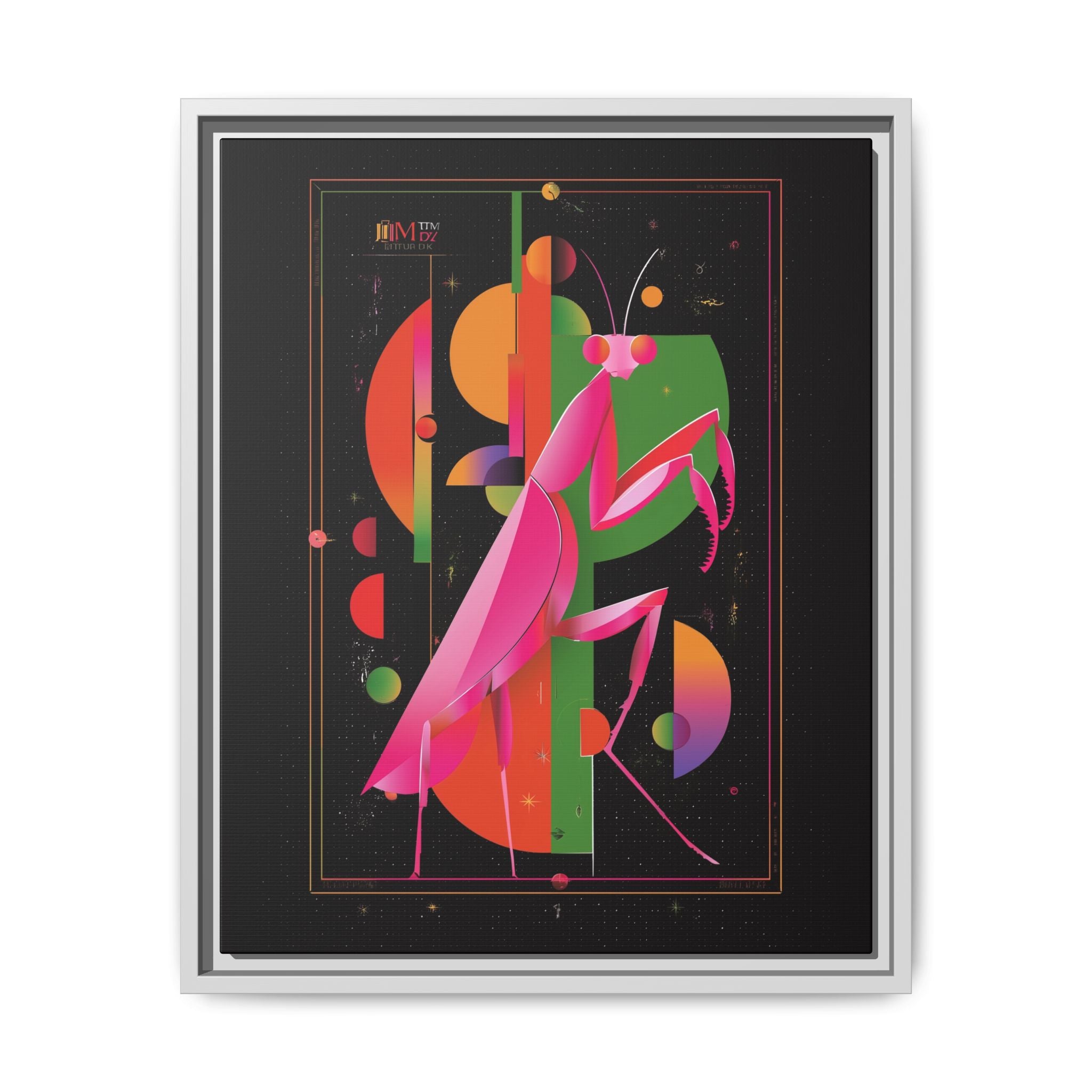 Cosmic Mantis Framed Print: Geometric Space Odyssey, Cubist Insect Illustration   |  Personalized & Custom Orders Available