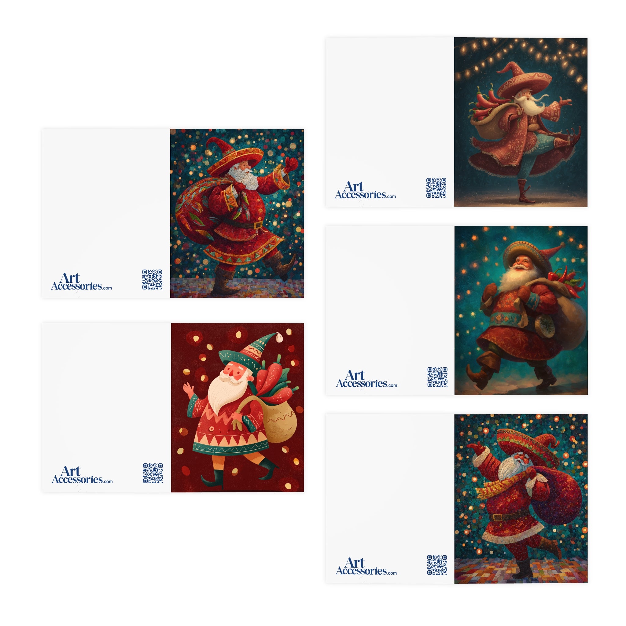 Christmas Mexican Spicy Santa Claus Greeting Cards, 5-Pack,Latino Gift