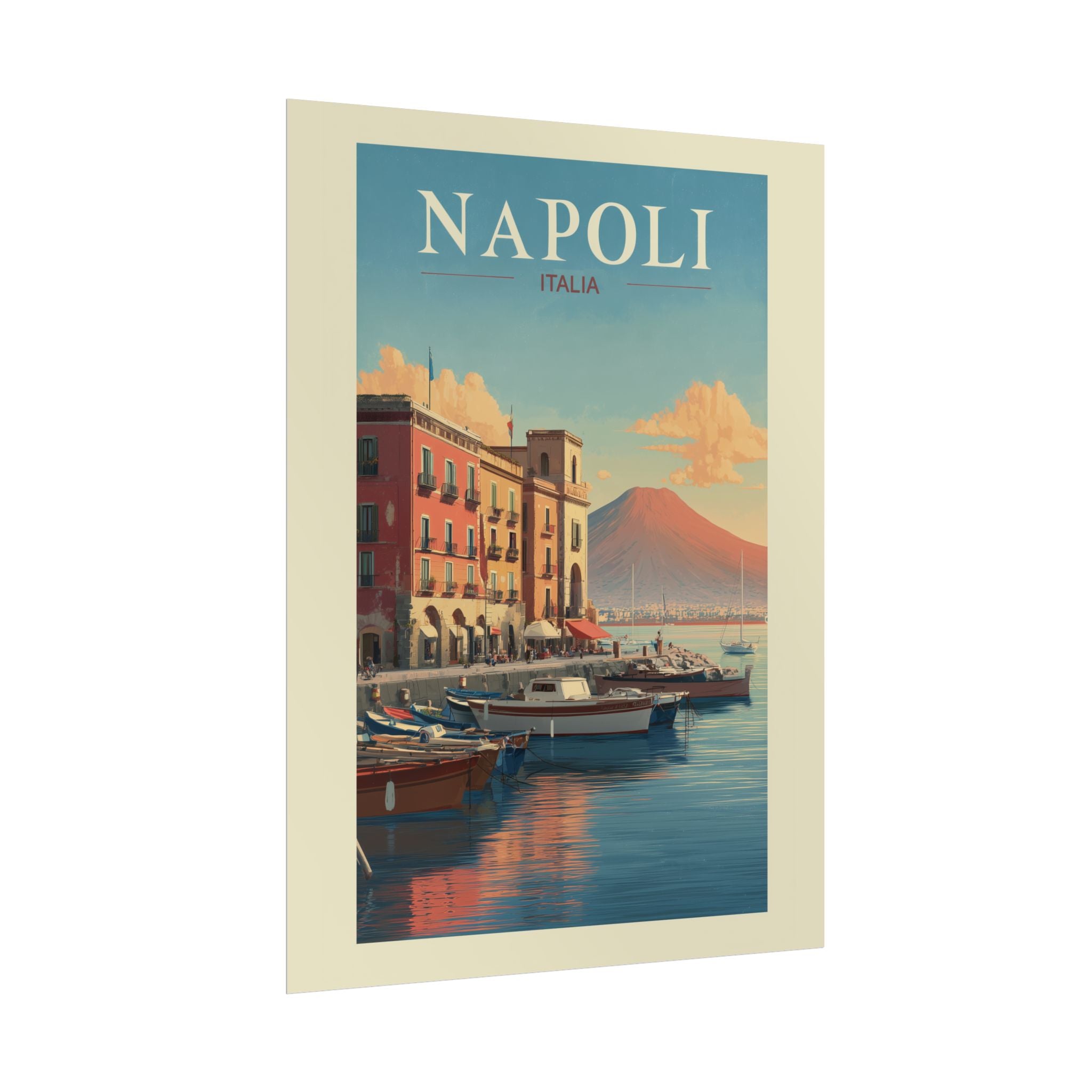 Naples Golden Hour: Vintage Italian Coastal Poster, Mediterranean Waterfront Landscape   |    Custom Orders Available