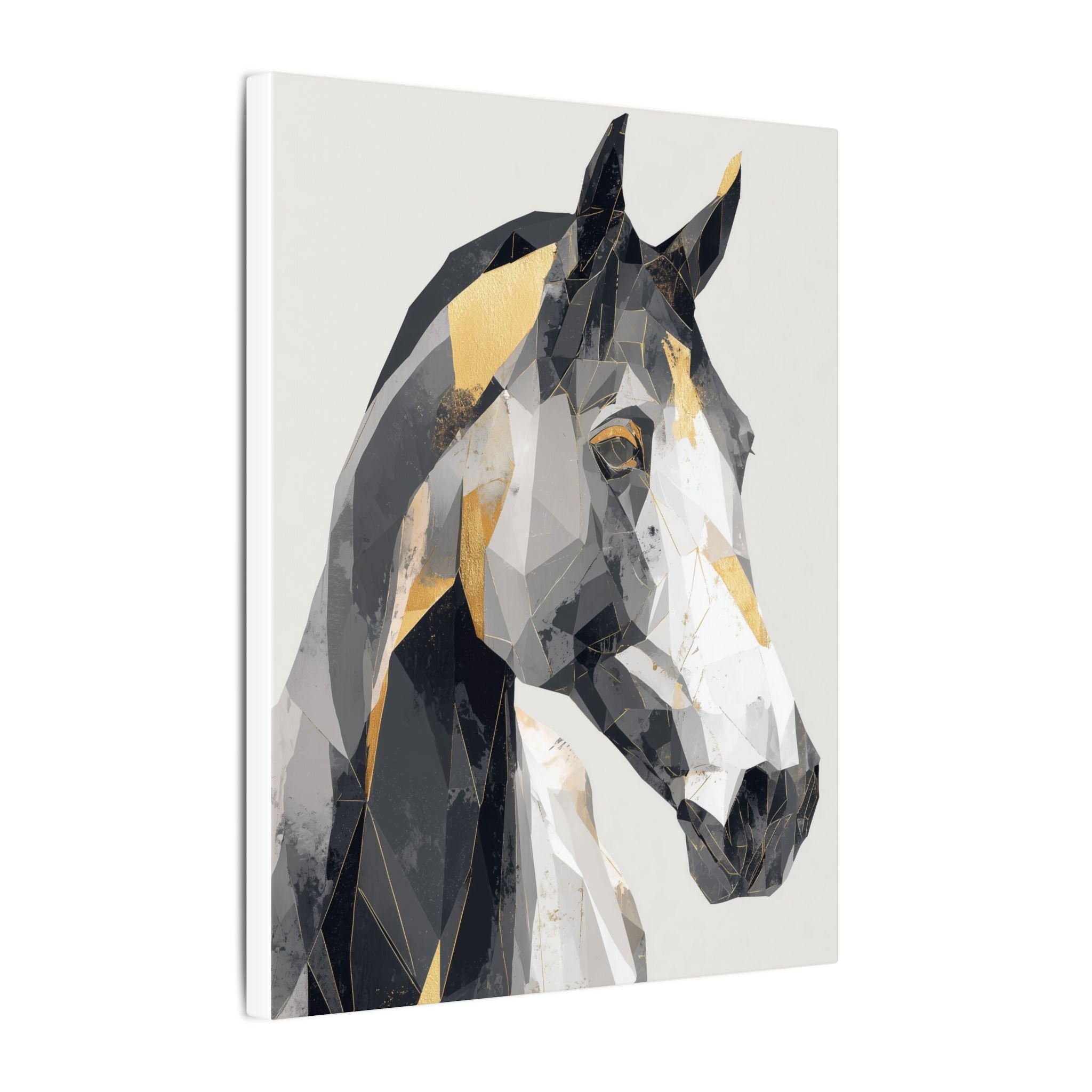Geometric Equine Elegance: Polygonal Horse Portrait, Modern Digital Art, Metallic Cubist Interpretation   |  Personalized & Custom Orders