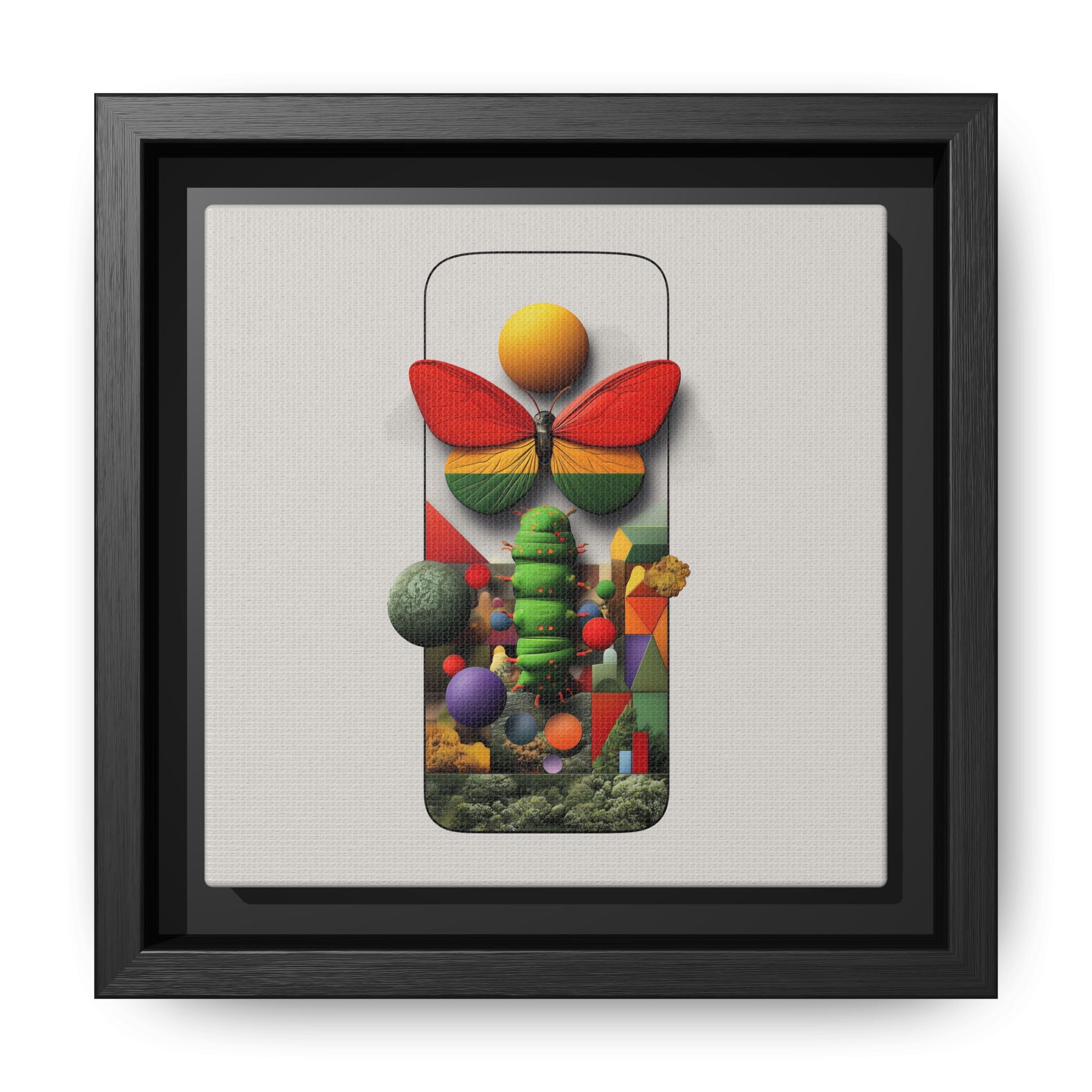 Metamorphosis Framed Print : Geometric Nature Transformation, Vibrant Butterfly Composition   |  Personalized & Custom Orders Available