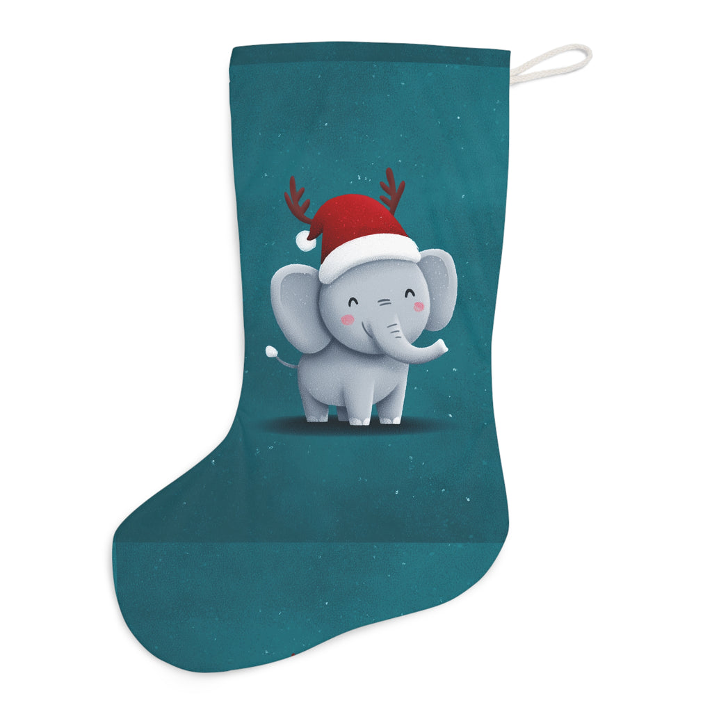 Whimsical Elephant Christmas Stocking, Cute Holiday Decor, Kids Room, Festive Gift, Christmas Decoration