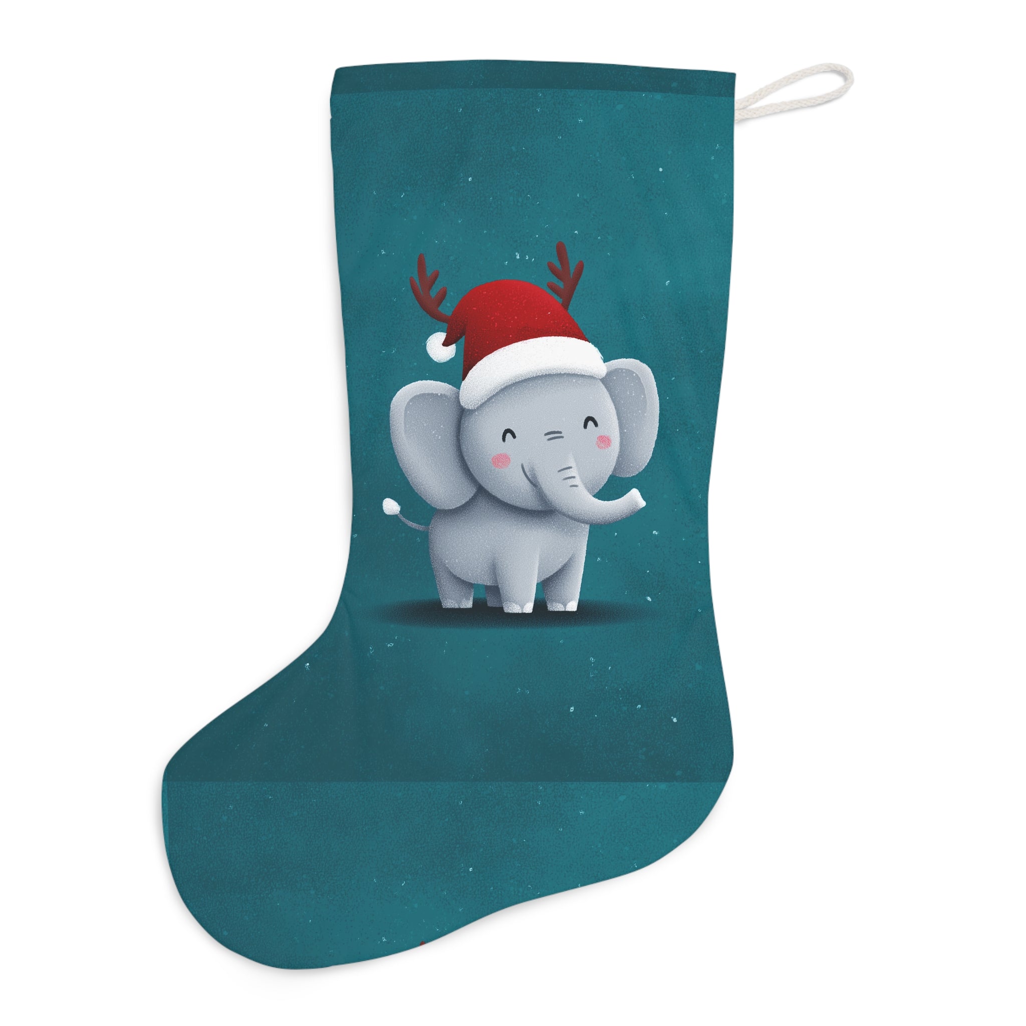 Whimsical Elephant Christmas Stocking, Cute Holiday Decor, Kids Room, Festive Gift, Christmas Decoration