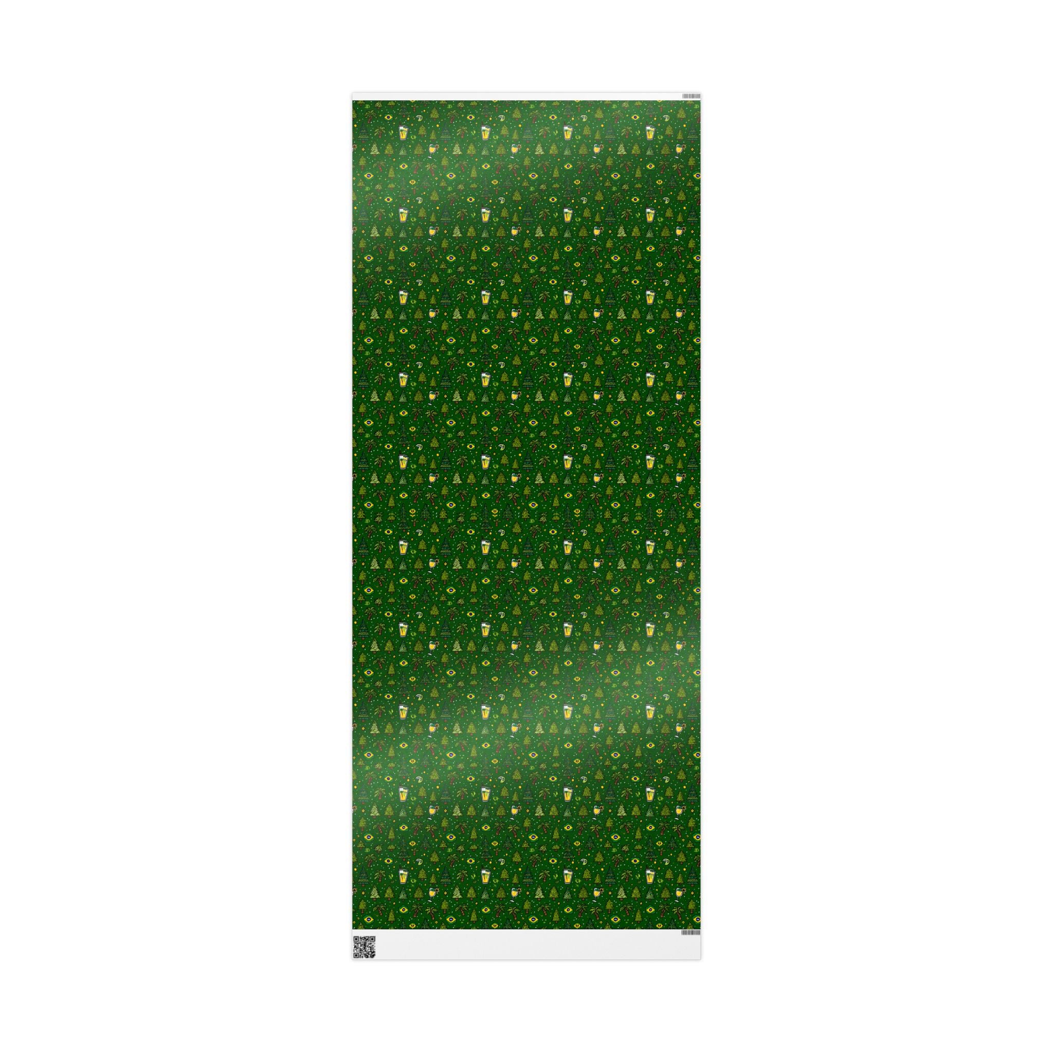 Brazillian Brazil Wrapping Paper Roll — Festive Green Holiday Gift Wrap