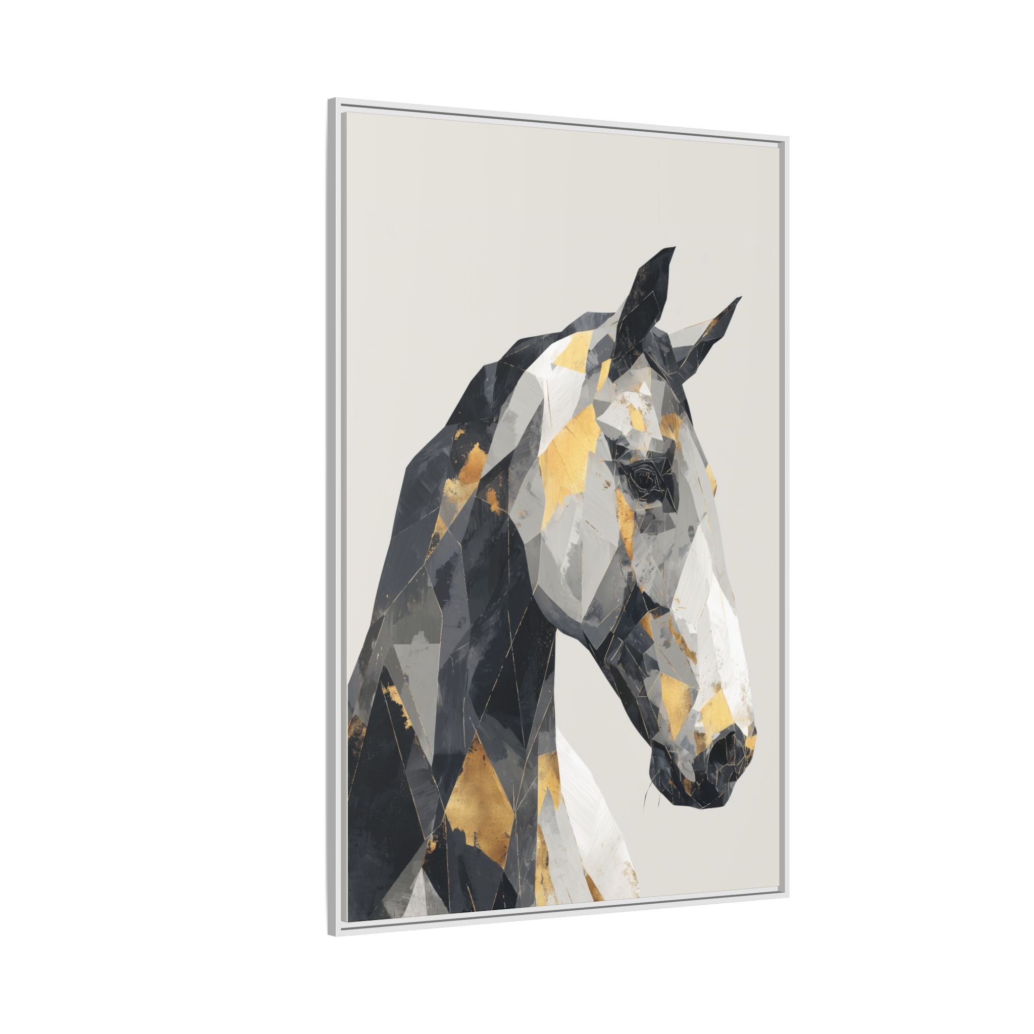 Equine Geometrica: Contemporary Cubist Horse, Metallic Abstract Portrait   |  Personalized & Custom Orders Available