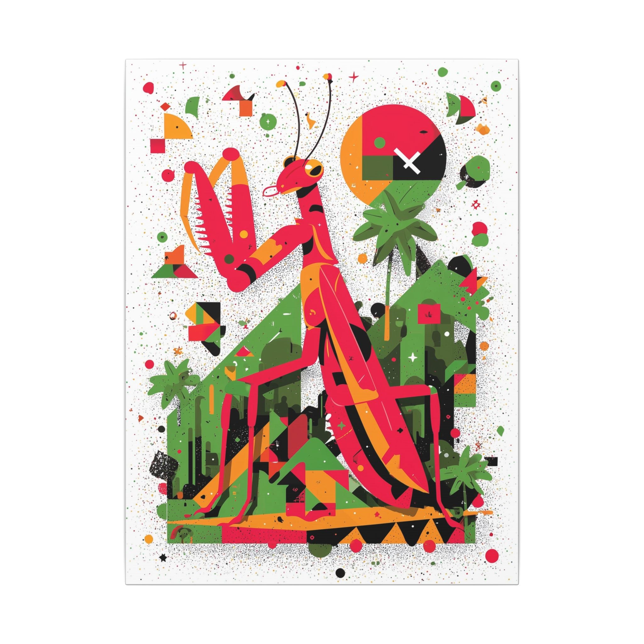 Geometric Praying Mantis: Cubist Insect Landscape, Digital Abstract Composition   |    Custom Orders Available