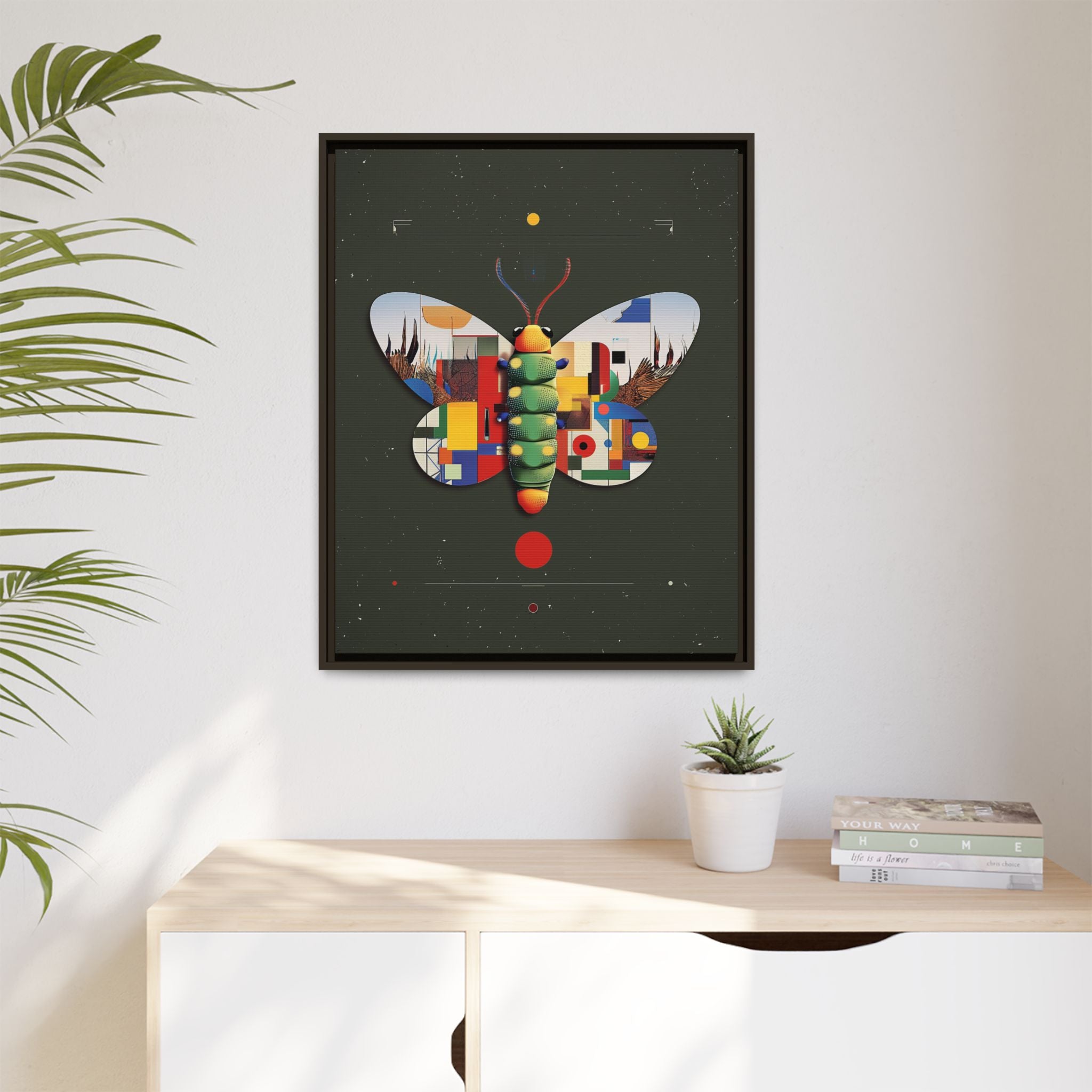 Geometric Butterfly Framed Print : Digital Cubist Interpretation, Modernist Entomological Design   |  Personalized & Custom Orders Available