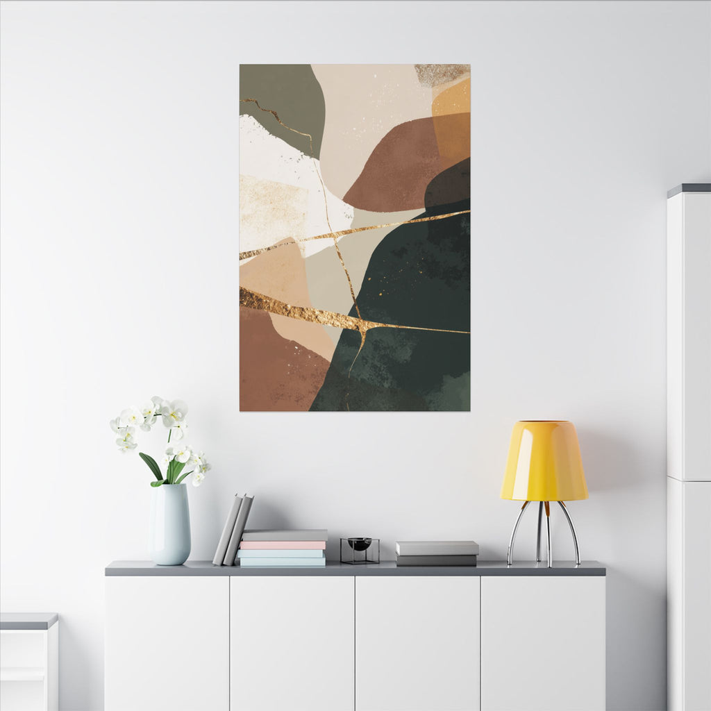 Canvas Print, Abstract Earthy Gold Wall Art, Modern Designer Home Decor, Stretched Matte Canvas; Thick, Multi-Size, Office Decor