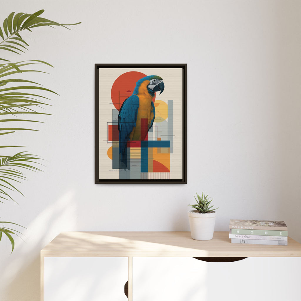 Macaw in Geometric Harmony: Modern Avian Portrait, Architectural Abstract Composition   |    Custom Orders Available