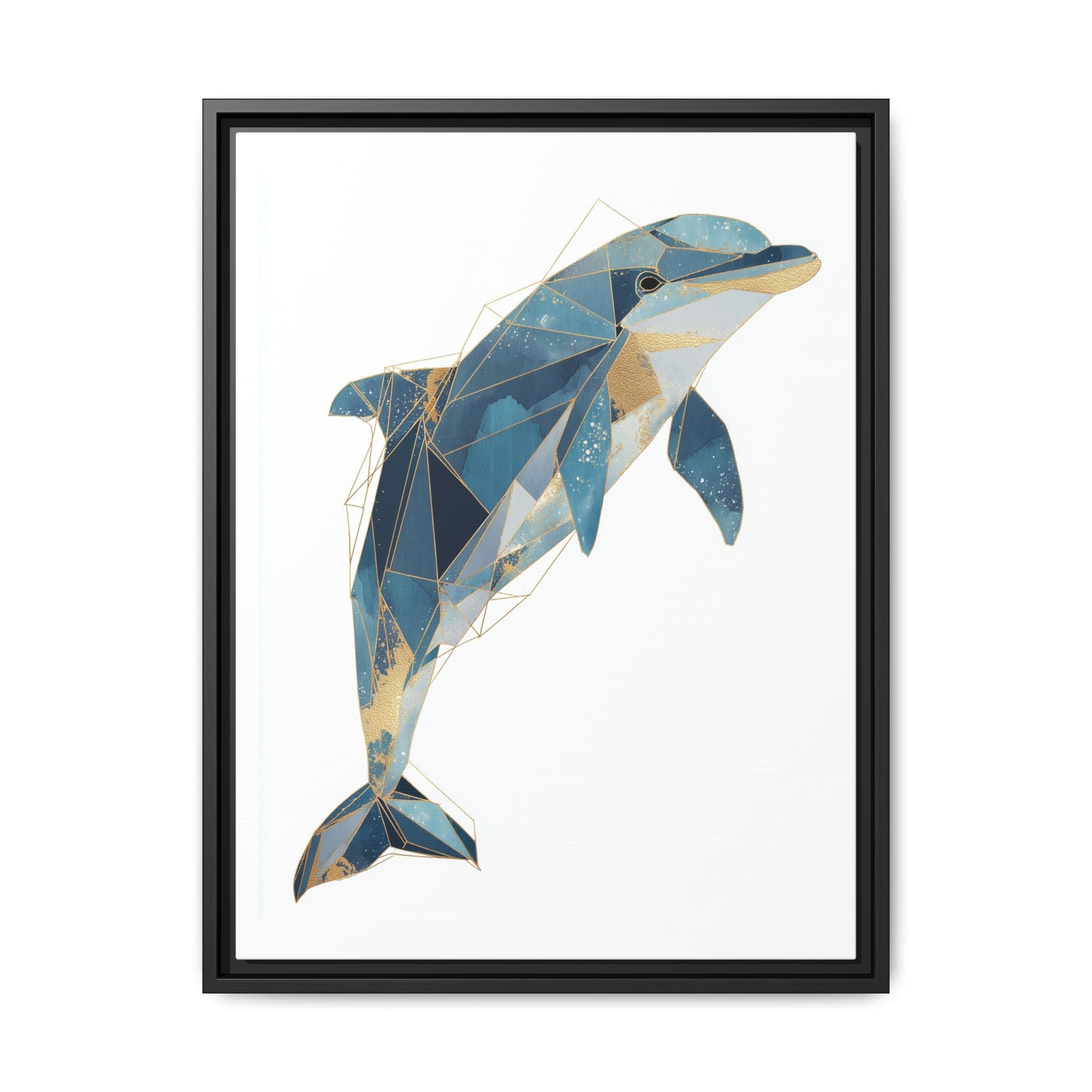 Crystalline Dolphin Framed Print : Geometric Marine Mosaic, Fractalized Blue Abstract   |  Personalized & Custom Orders Available