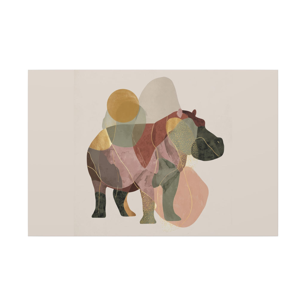 Fragmented Hippo: Geometric Abstraction, Earthy Mosaic Composition   |    Custom Orders Available