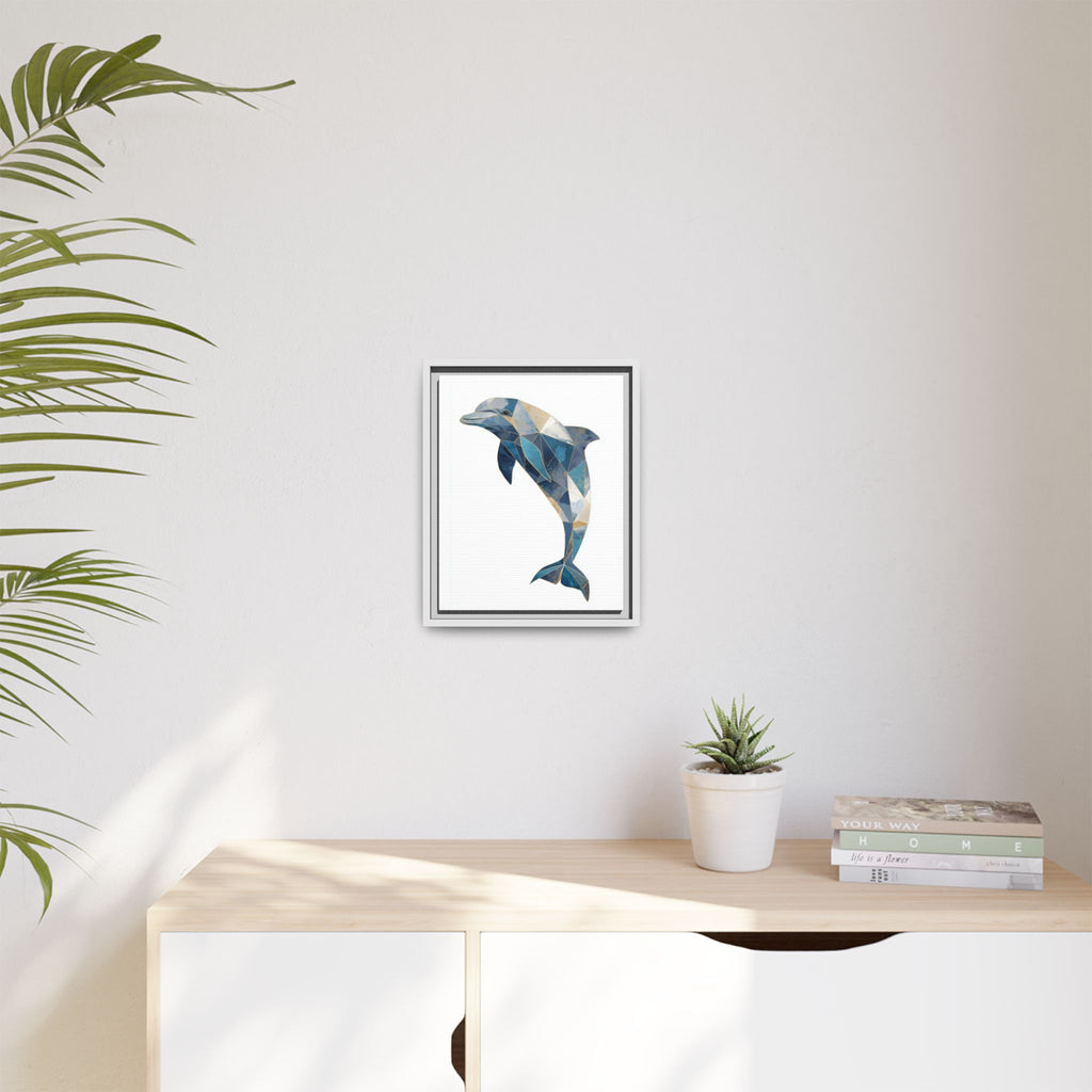 Geometric Dolphin Mosaic Framed Print , Contemporary Marine Art   |  Personalized & Custom Orders Available