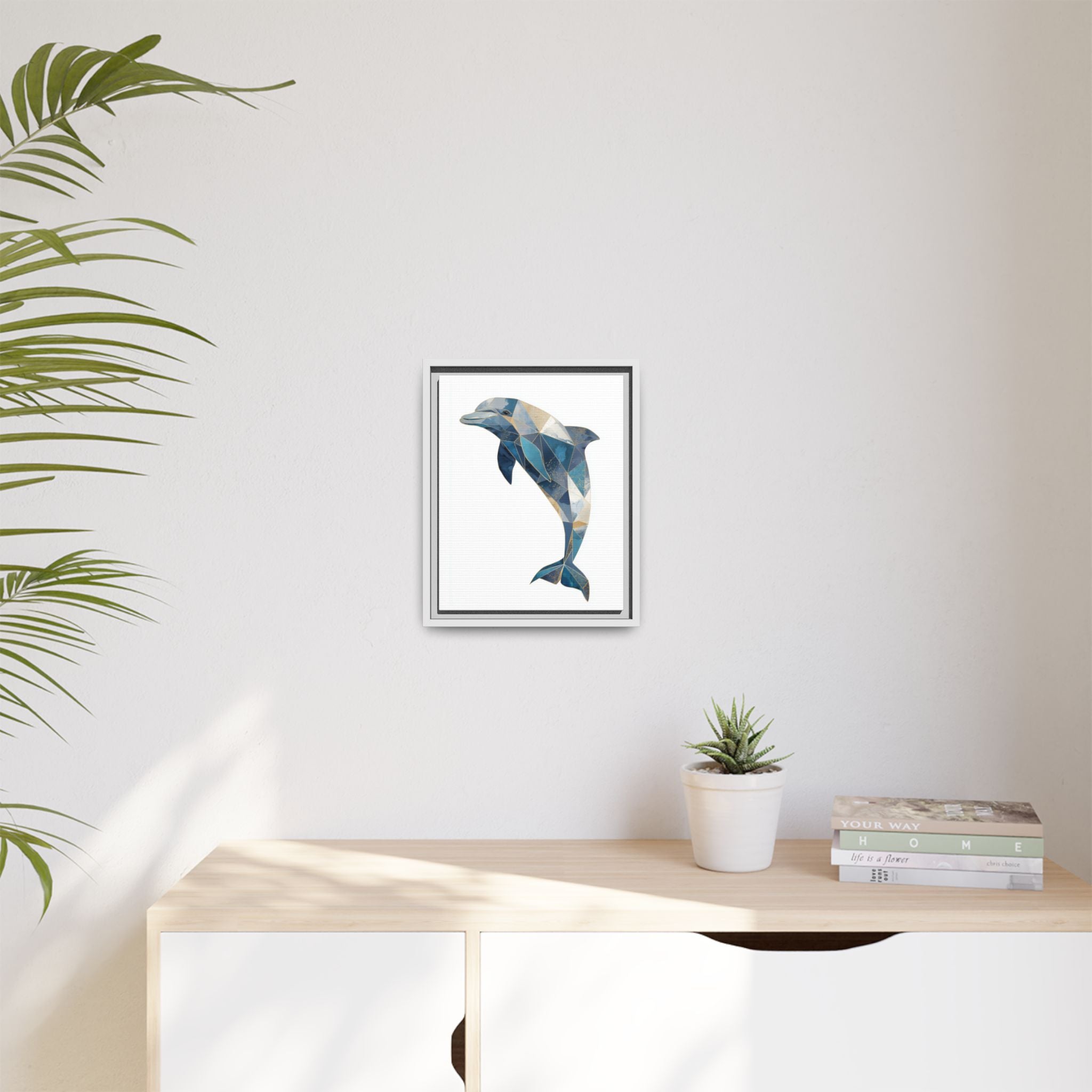 Geometric Dolphin Mosaic Framed Print , Contemporary Marine Art   |  Personalized & Custom Orders Available