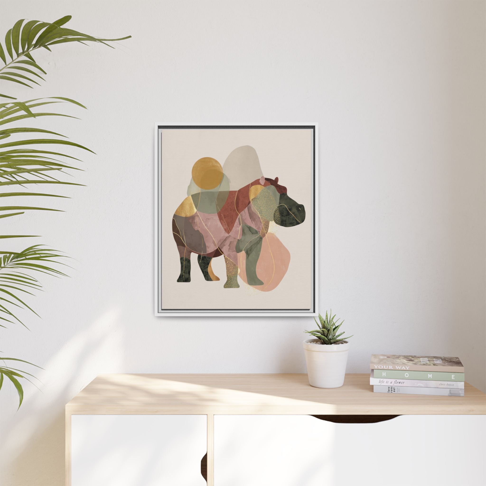 Geometric Hippo: Abstract Animal Art, Modern Watercolor Shapes   |  Personalized & Custom Orders Available