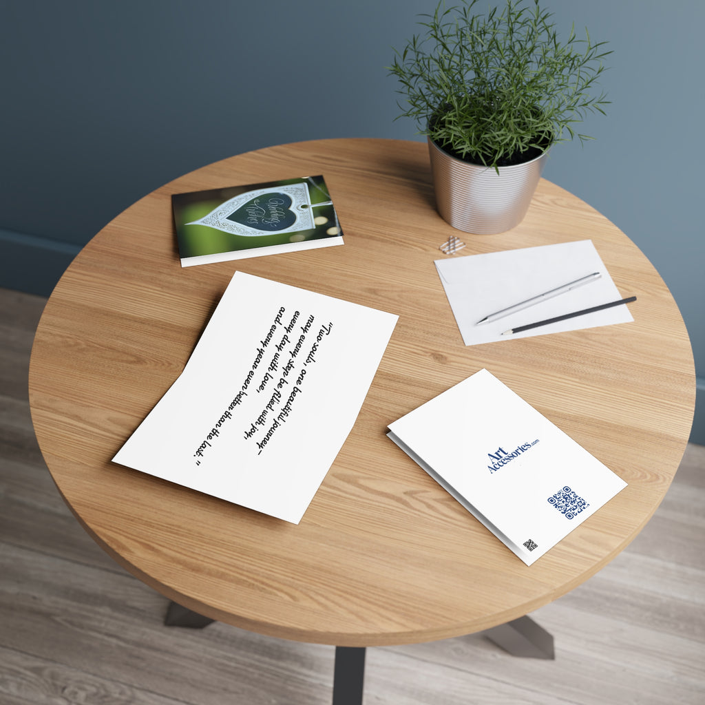 Wedding Wishes Greeting Card — Elegant Heart Ornament Design