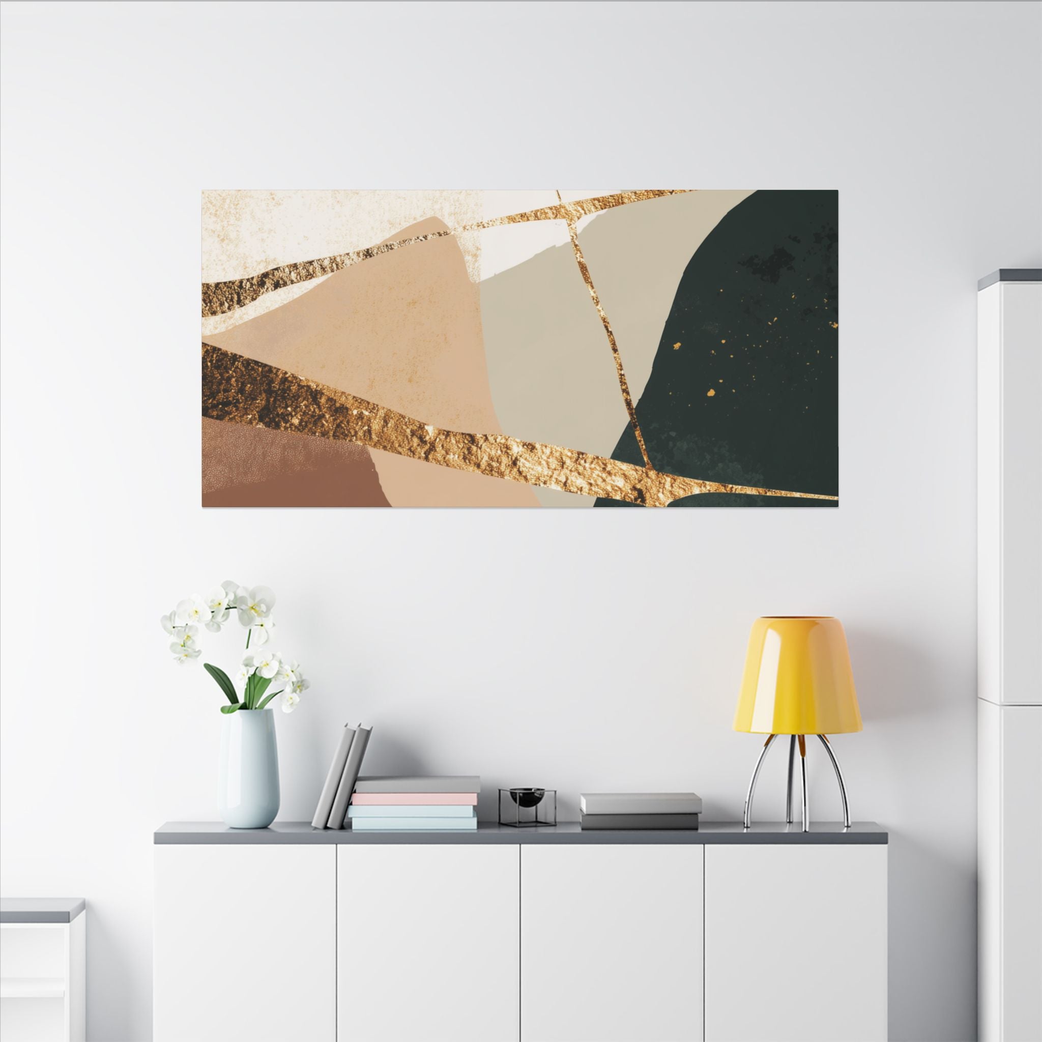 Canvas Print, Abstract Earthy Gold Wall Art, Modern Designer Home Decor, Stretched Matte Canvas; Thick, Multi-Size, Office Decor