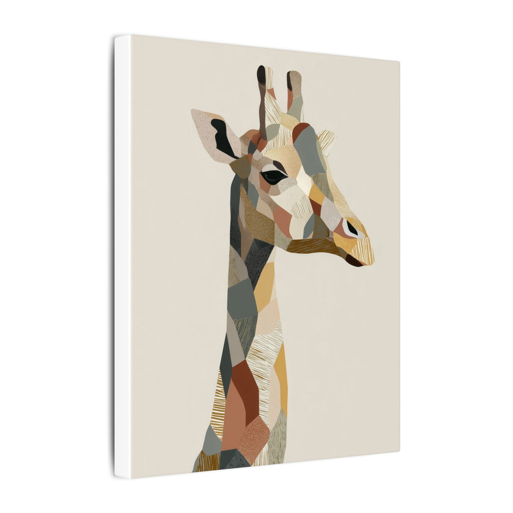 Geometric Giraffe: Modern Wildlife Art, Abstract Mosaic Portrait, Minimalist Earthtone Design   |  Personalized & Custom Orders Available
